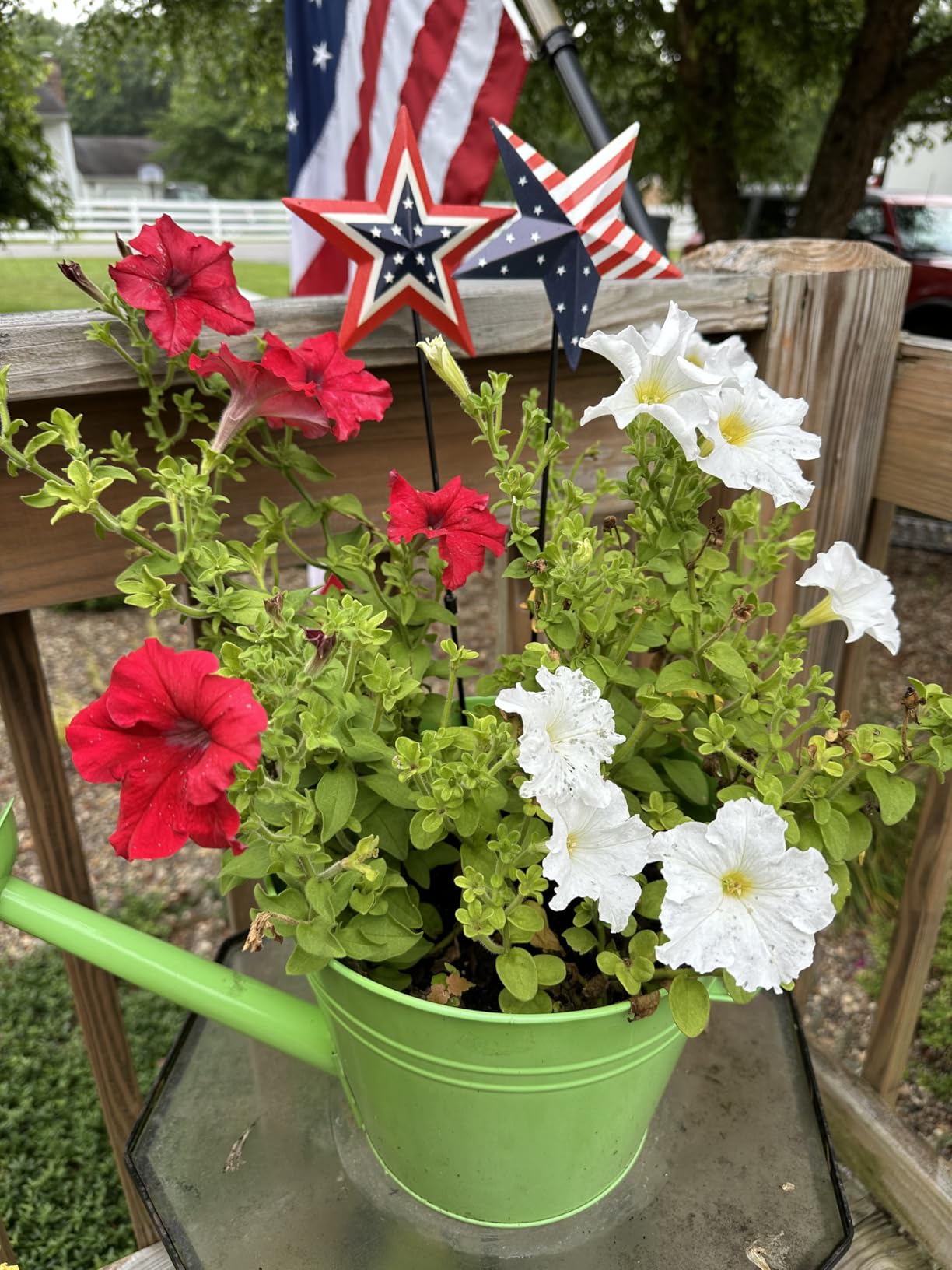 4th of July Decorations Outdoor, 30 Inch Metal Patriotic Garden Stakes, USA Yard Sign with American Flag, Red White and Blue Yard Decorations for Memorial Day Lawn Porch customer photo 1