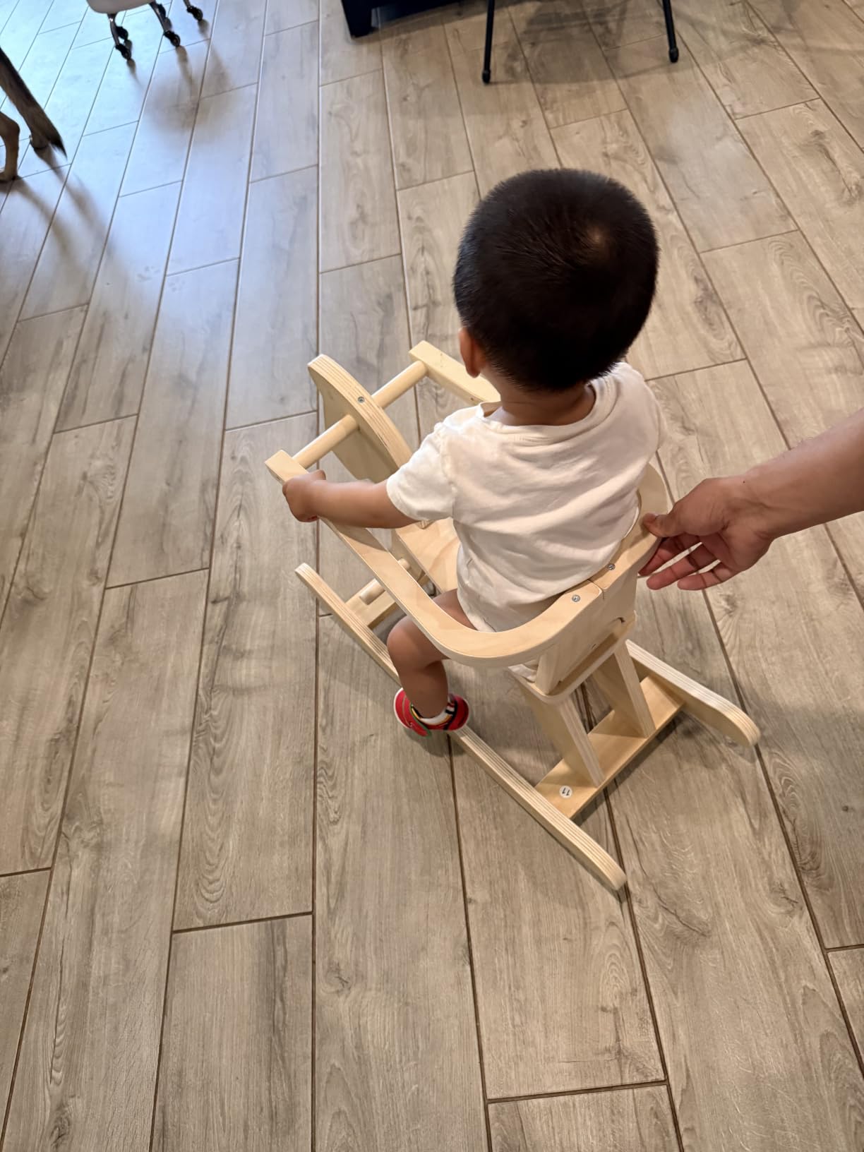 labebe - Wooden Rocking Horse, Baby Wooden Ride On Toys for 12M+, Classic Rocker Toy with Removable Fence, Toddler Riding Toy Indoor/Outdoor, Nursery Birthday Gift (Natural) customer photo 1