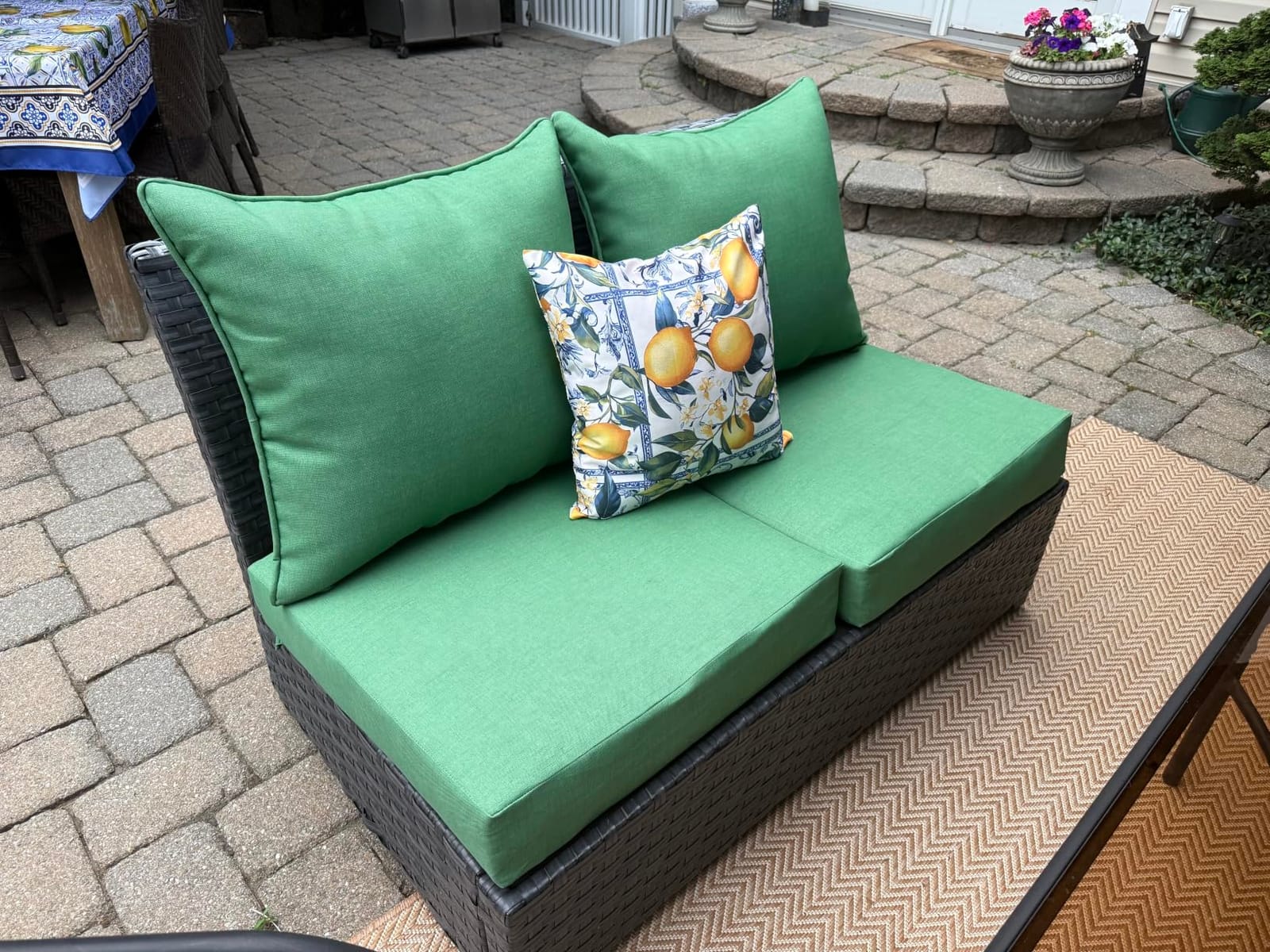 Arden Deep Seat Outdoor Chair Cushion Set (4-Pack), 24 in x 24 in, Weather-Proof, Rain-Proof, Fade Resistant Patio Cushion Set for Chair, Sofa, and Couch Sapphire Blue Leala customer photo 2