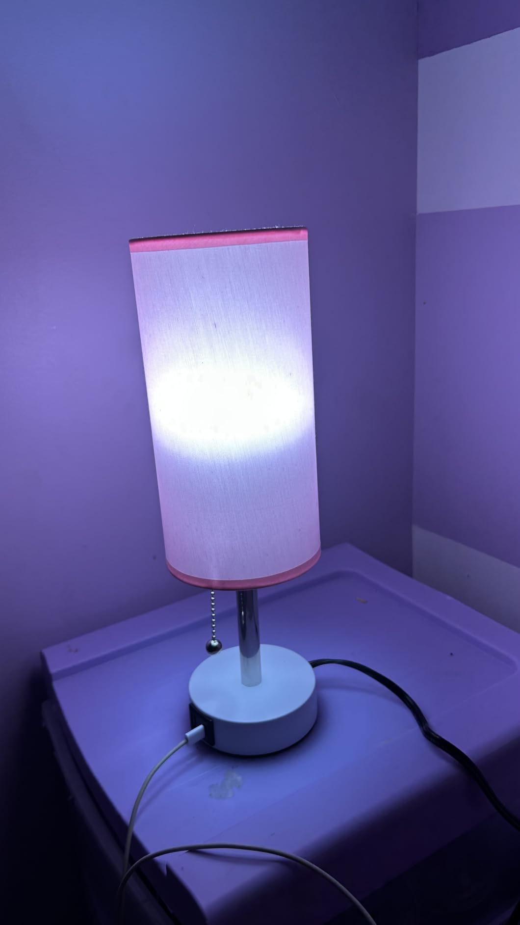 Dicoool Pink Bedside Table Lamp for Girls Bedroom - USB A+C Charging Ports | 3 Color Temperatures, Bulb Included, Pink Fabric Shade, White Metal Base, Cute Pink Room Decor, 14
