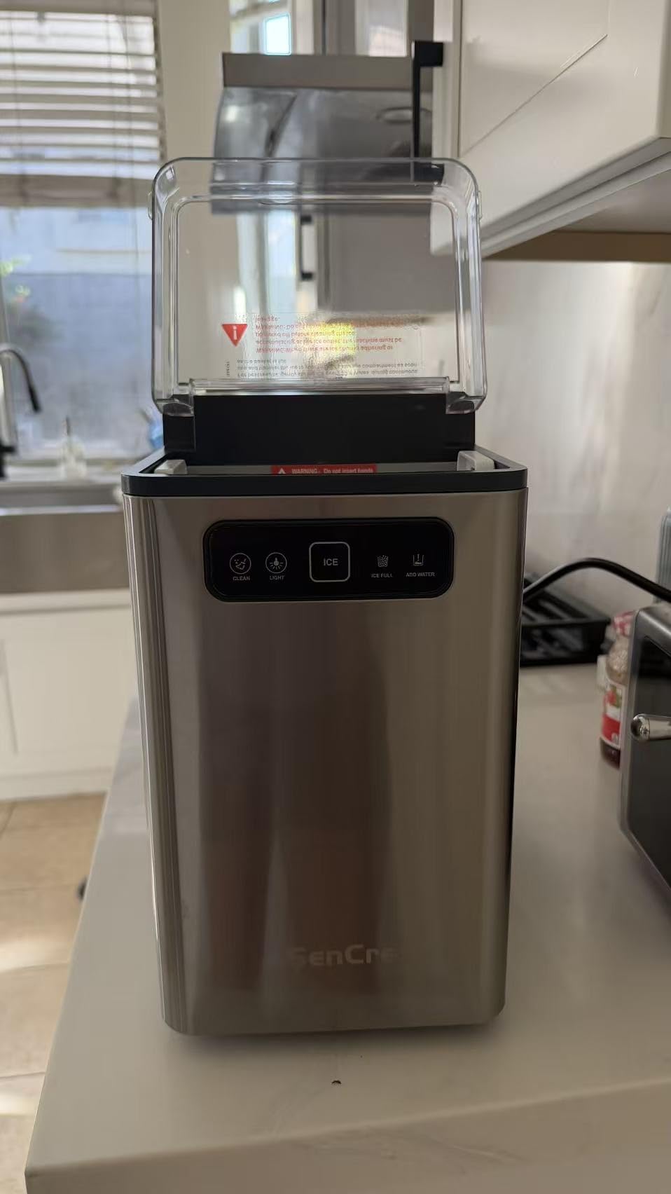 Nugget Ice Maker Countertop 40Lbs/24H Soft Chewable Ice Machine Pellet Crushed Ice Makers, One-Click Operation Auto Self-Cleaning Stainless Steel with Scoop for Home Kitchen Office, Silver customer photo 1