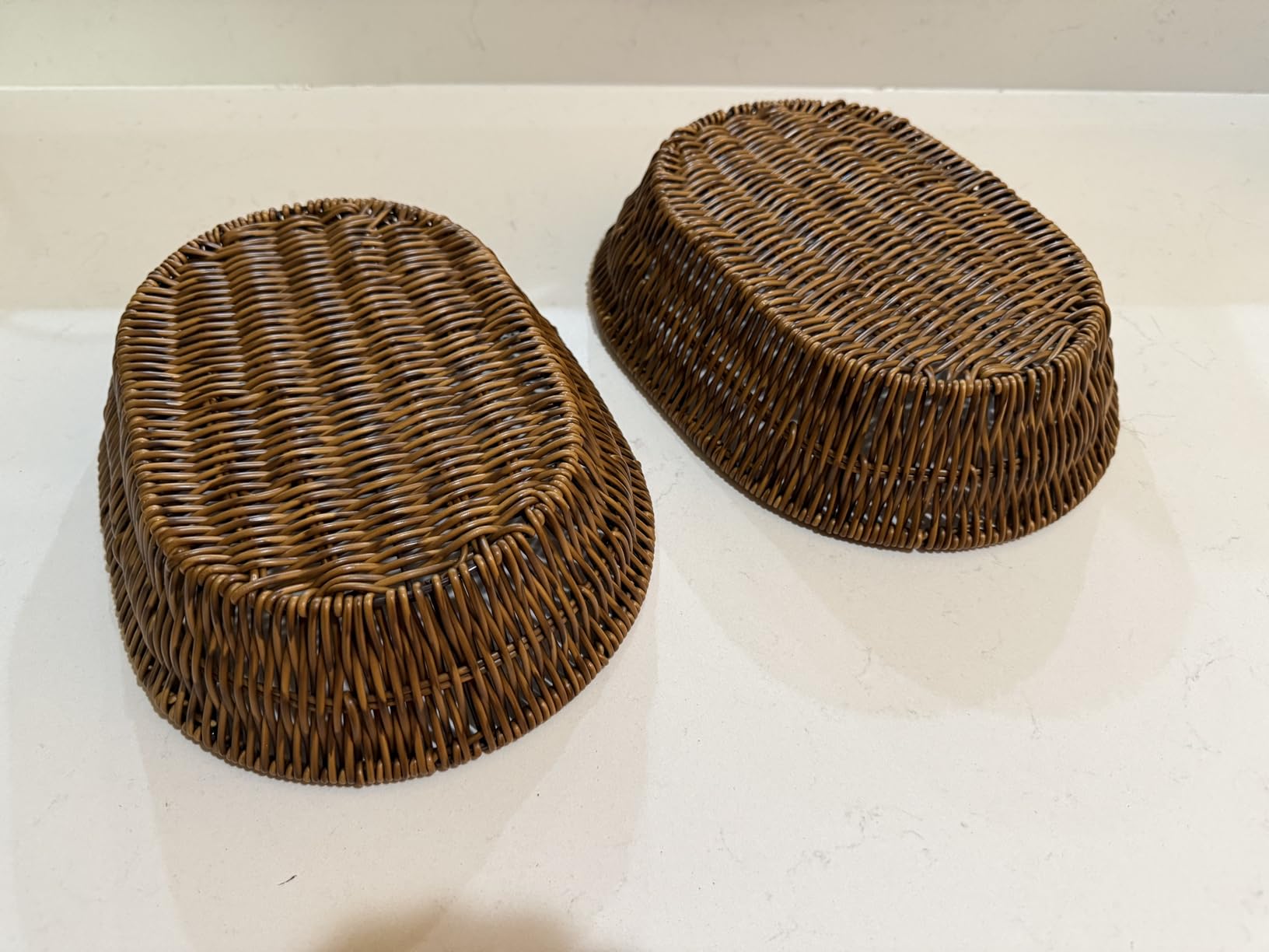 Handwoven Bread Baskets for Serving, Set of 2, 11-Inch Poly Wicker Food Baskets for Tabletop, Brown customer photo 2