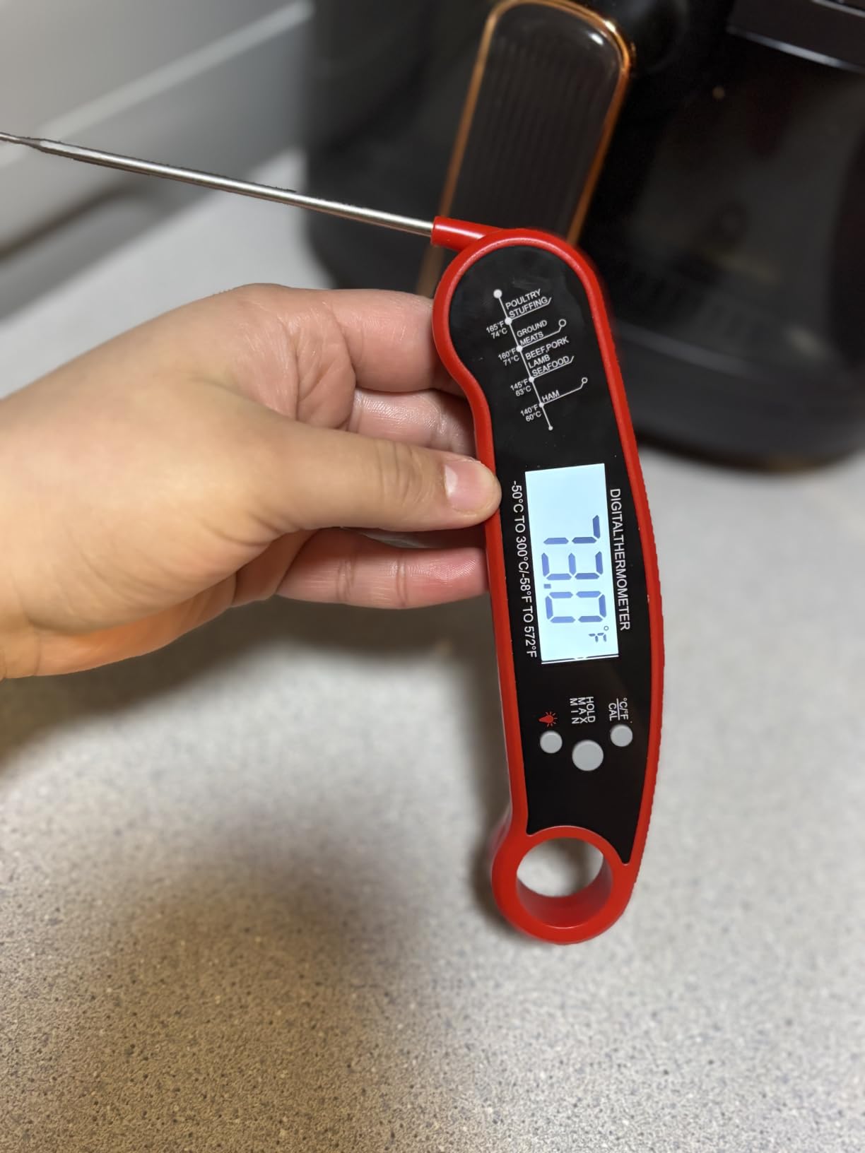 Meat Thermometer Digital - Instant Read Food Thermometer for Grilling, BBQ, Air Fryer, Smoker, Candy Making with Foldable Probe, Kitchen Gadgets, BBQ Essentials, Gift for Dad Men Husband Him, Red customer photo 1