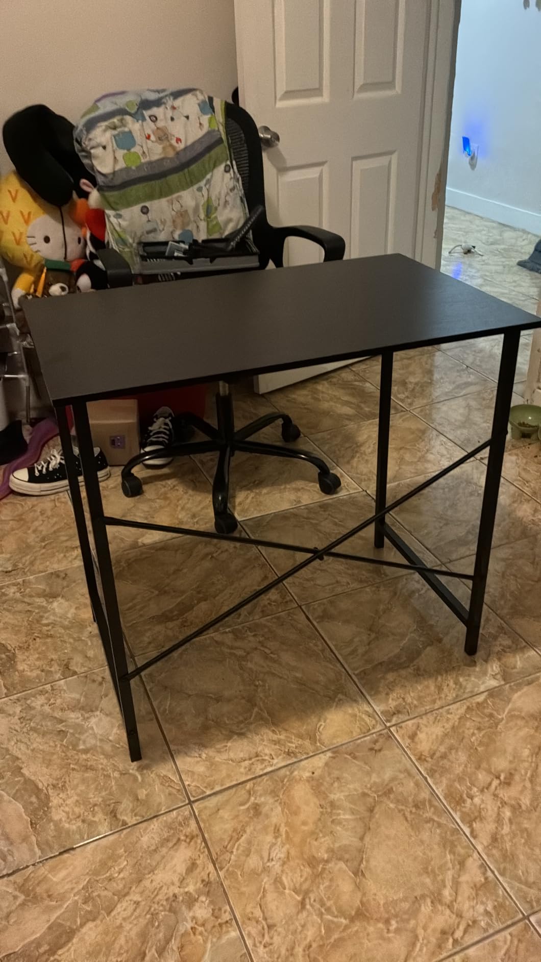DUMOS 32 Inch Small Computer Desk, Gaming Desks for Home Office Bedroom | Modern Study Writing Work Table, Craft PC Desk Simple Workstation with Reinforcement Structure, Black customer photo 2