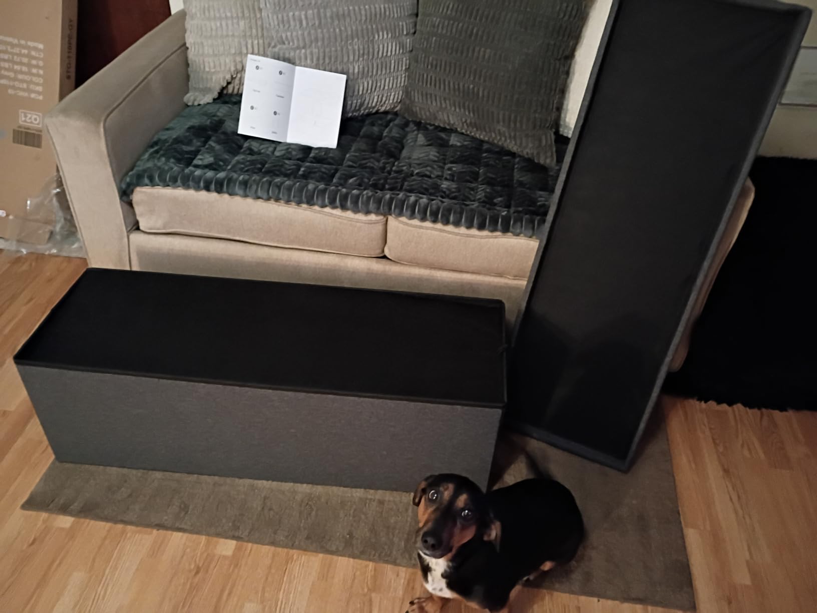 DUMOS 43 Inch Folding Storage Ottoman Bench, Large Ottoman with Storage | Storage Chest with Thicker Foam Padded Seat, End of Bed Foot Rest Stool for Bedroom Living Room Entryway, Load 660 lbs, Grey customer photo 1
