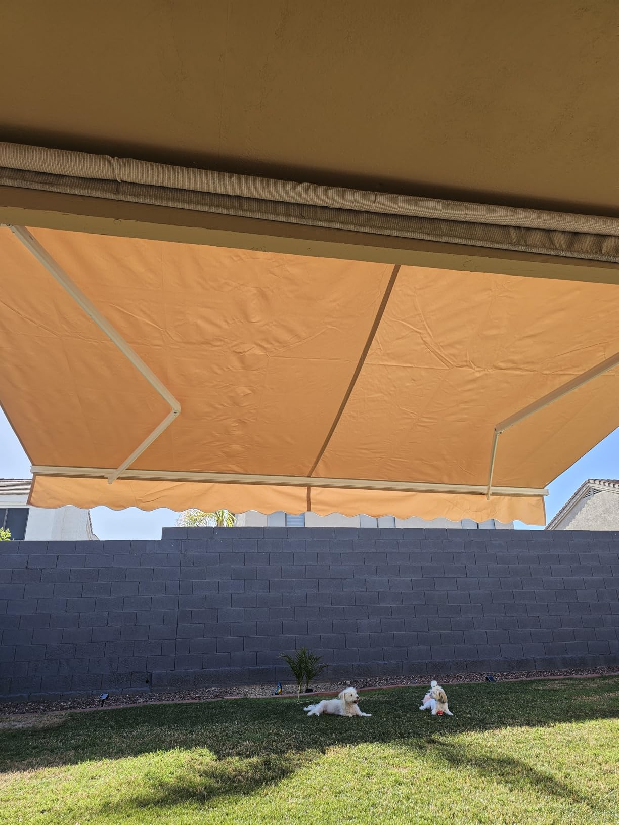 VEVOR Manual Retractable Awning 13.1' x 9.8' Outdoor Patio Awning Sun Shade | For Deck Balcony Yard Use, Adjustable Angle, Door Window Water-Resistant Polyester Sunshade Shelter with Crank Handle, Gray customer photo 1