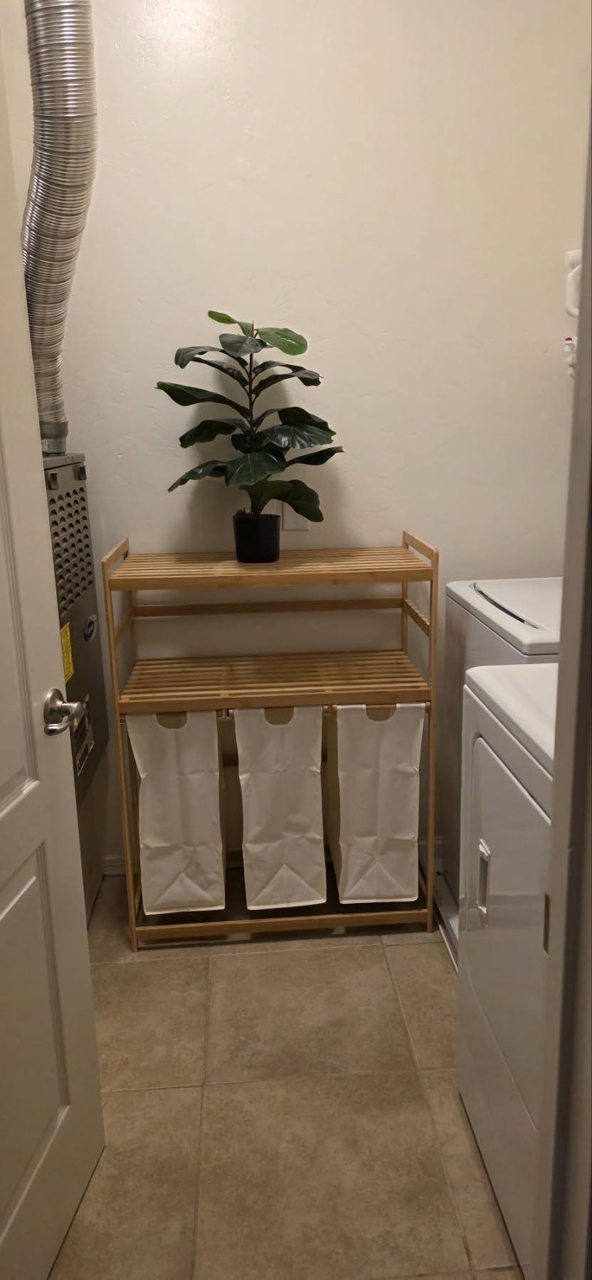 Bamboo 200L Laundry Hamper with 2 Tiers Shelf, Laundry Room Organization | 4 Section Laundry Sorter with Removable Pull-Out Bag, Large Dirty Clothes Hamper for Laundry Room, Bathroom, Bedroom, Natural customer photo 1