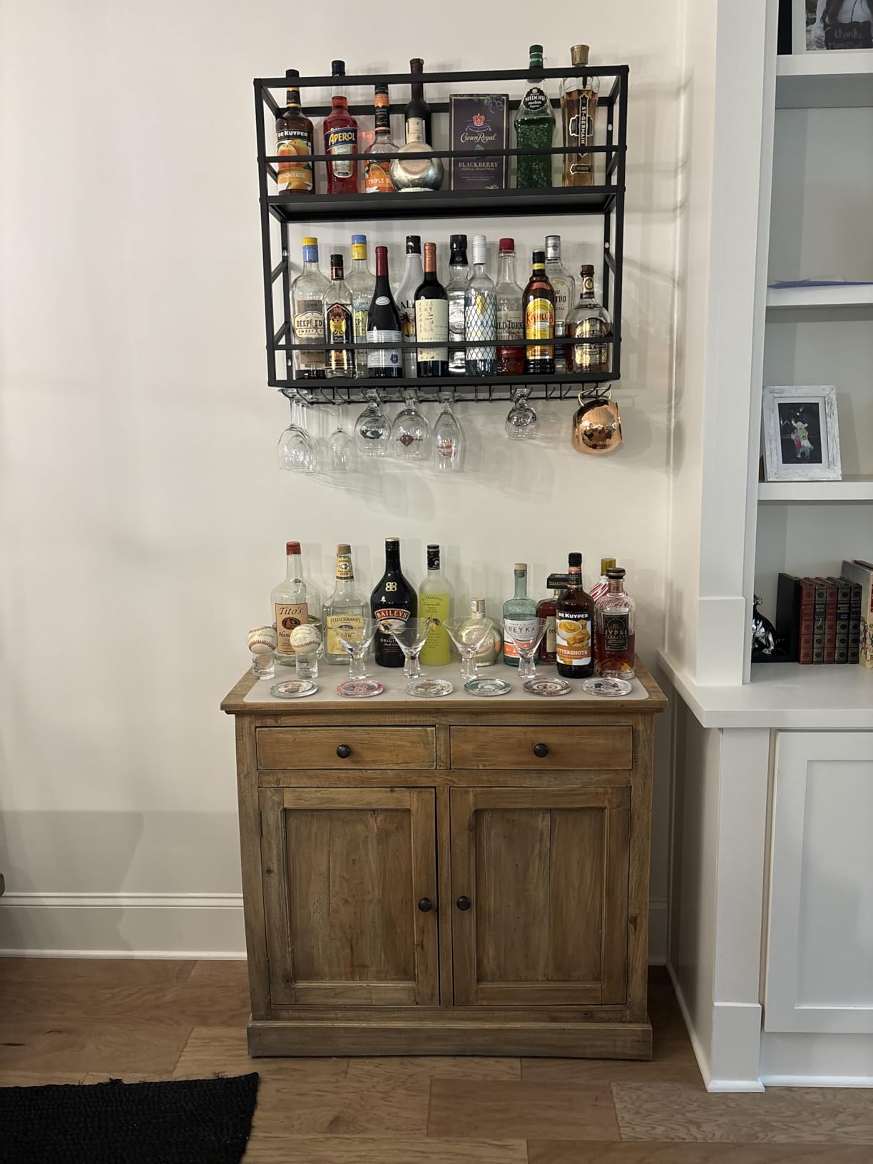2-Tier Wall Mounted Wine Rack with LED, 31.5