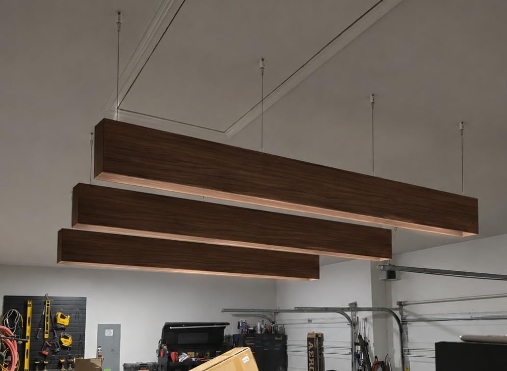VIVO Acoustic Faux Wood Beams, 47 x 7 inch Sound Absorbing Ceiling Baffle, PET Felt Floating Beams for Noise Reduction, Hanging Sound Absorber, NRC 0.70 to 1.00, 4-Pack, Walnut customer photo 1