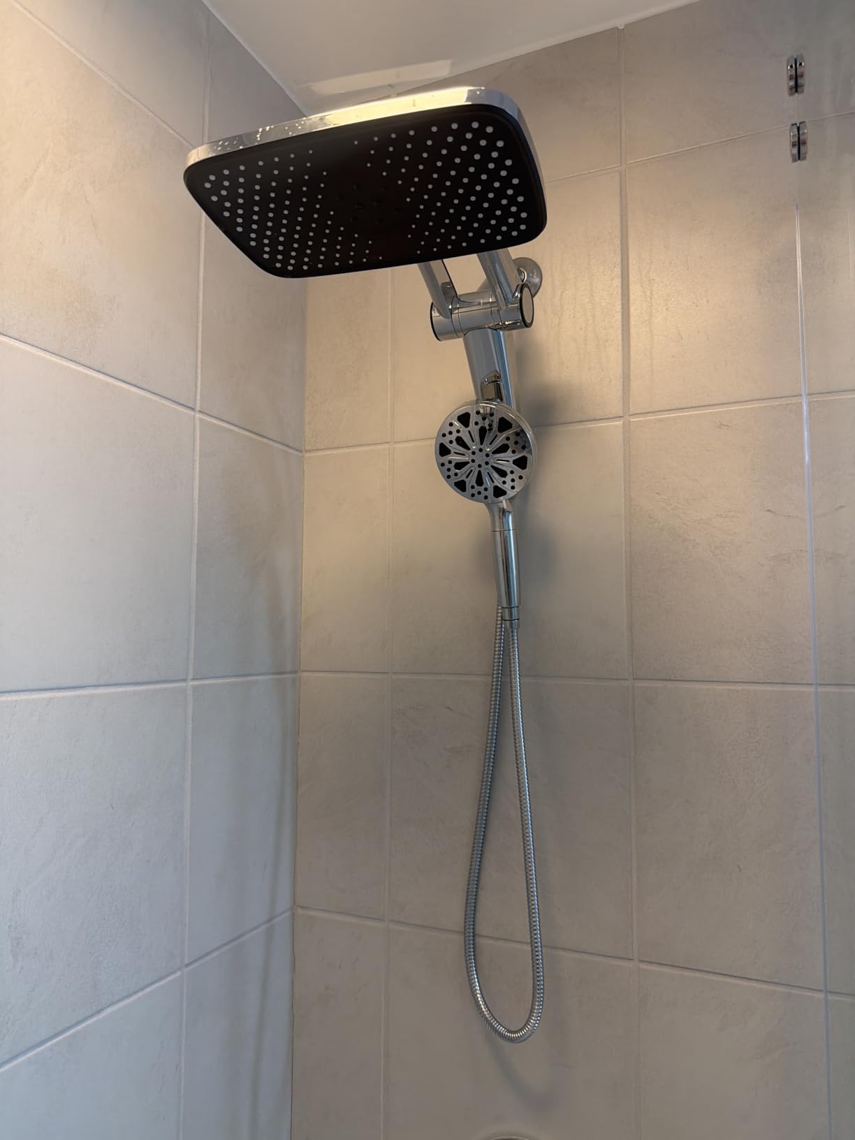 12-Inch High Pressure Rain Shower Head with Handheld Spray Combo, Magnetic | Dual shower heads; one-piece bracket adjusts height and angle; 9 settings: 8 sprays + 1 Power Jet for cleaning; easy install customer photo 1