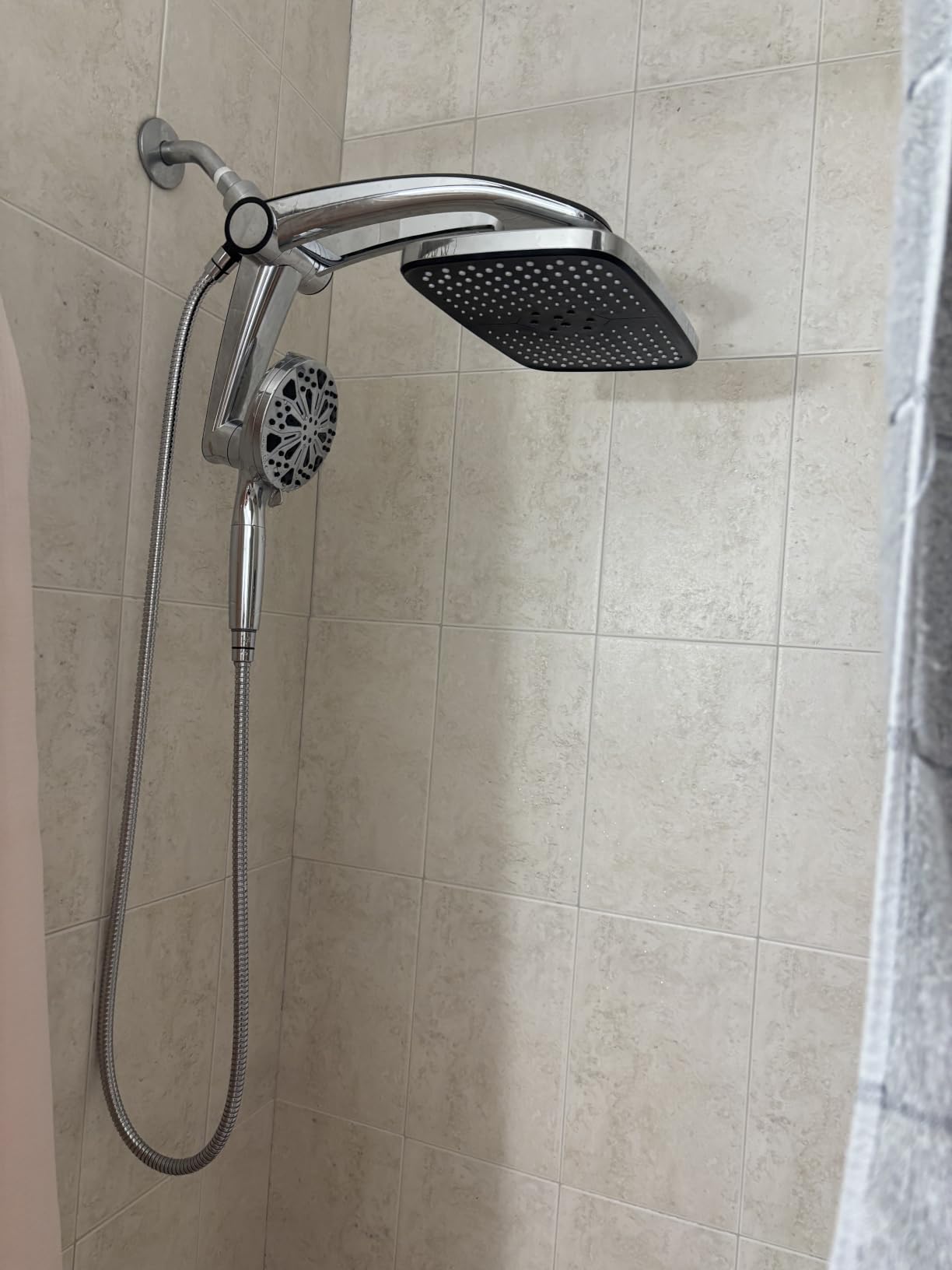 12-Inch High Pressure Rain Shower Head with Handheld Spray Combo, Magnetic | Dual shower heads; one-piece bracket adjusts height and angle; 9 settings: 8 sprays + 1 Power Jet for cleaning; easy install customer photo 2