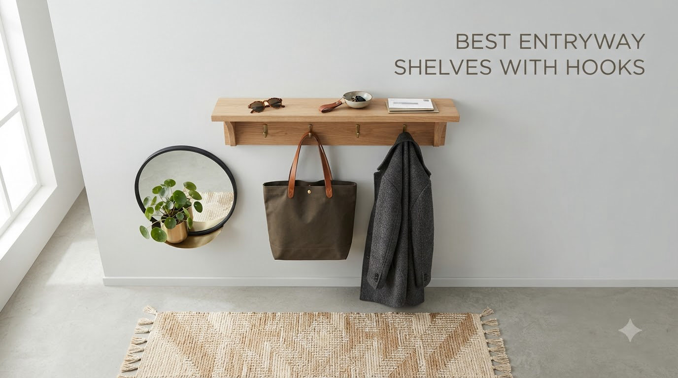 best entryway shelves with hooks