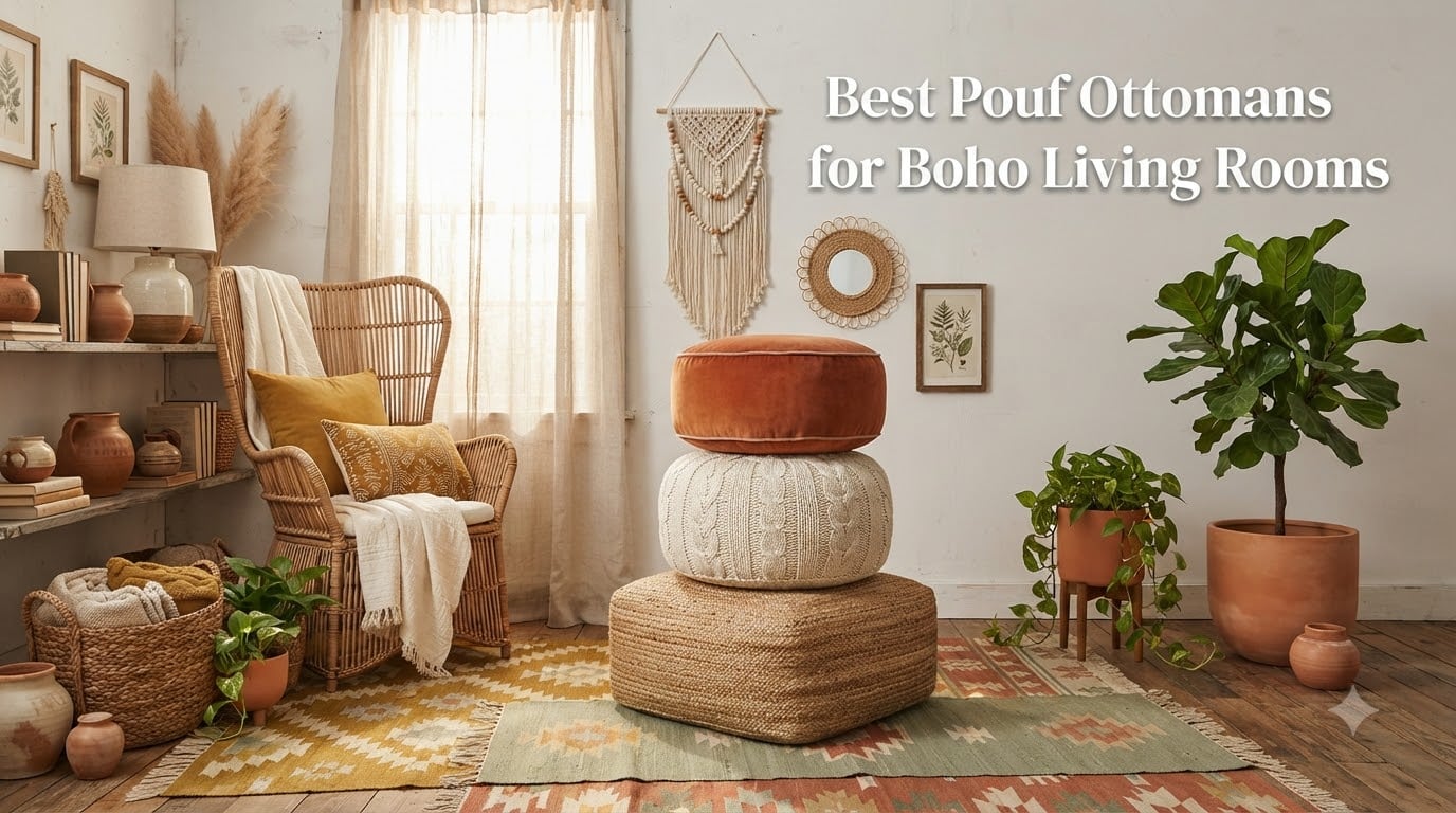 Best Pouf Ottomans for Boho Living Rooms