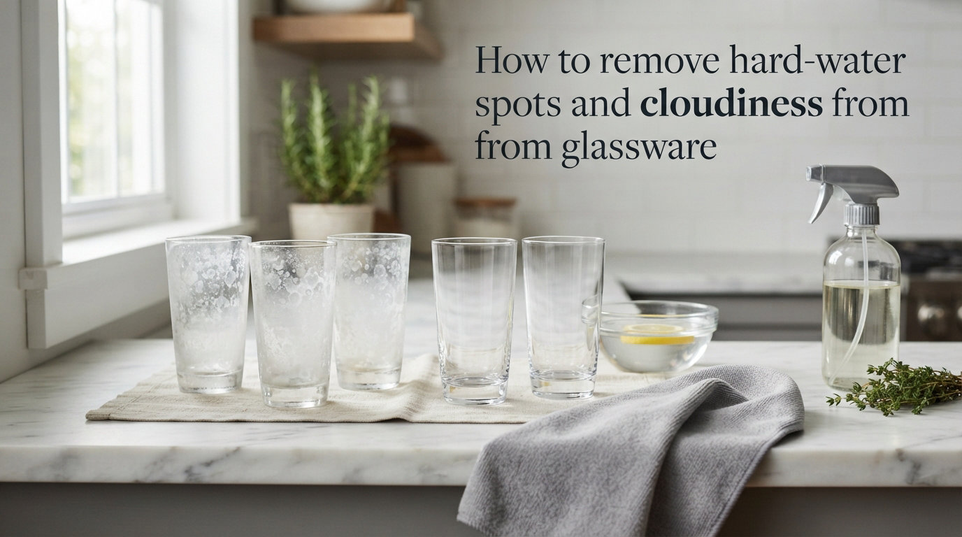 How to remove hard-water spots and cloudiness from glassware