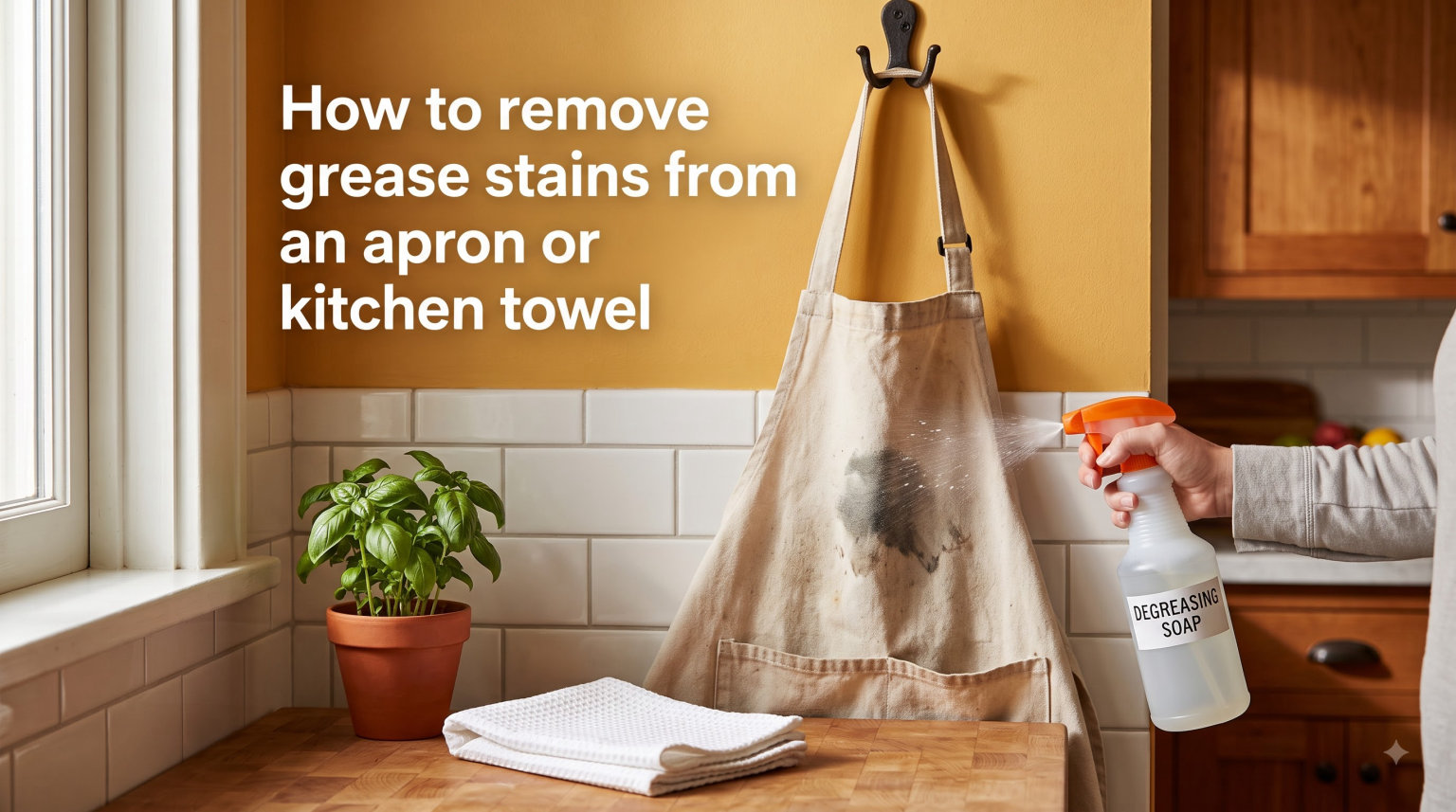 How to remove grease stains from an apron or kitchen towel