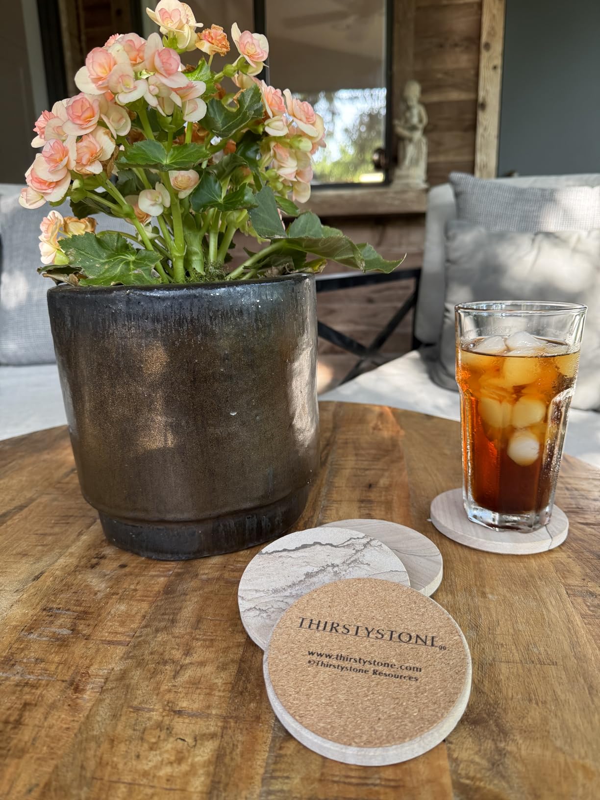 Thirstystone Brand - Desert Sand Coaster, Multicolor All Natural Sandstone - Durable Stone with Varying Patterns, Every Coaster Is An Original 4 inch round customer photo 2