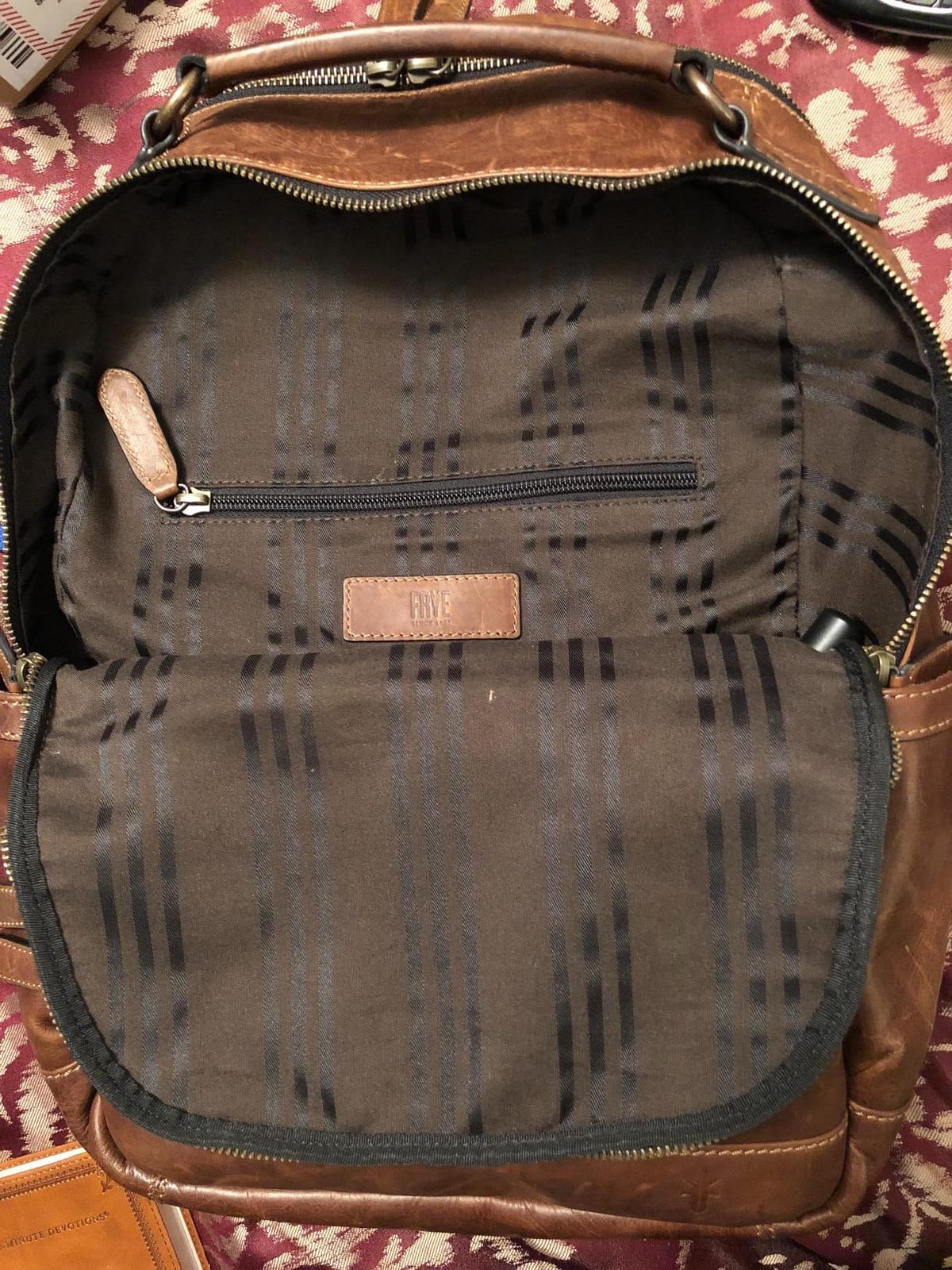FRYE Logan Backpack Backpack Cognac Antique Pull Up One Size customer photo 2