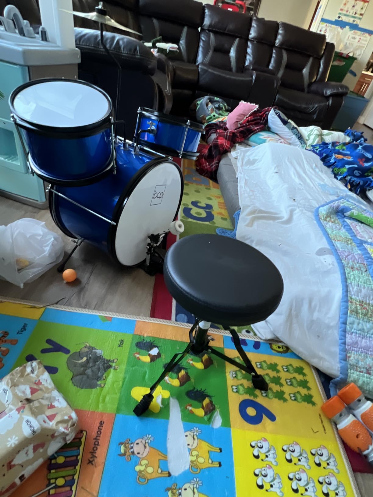 Best Choice Products 3-Piece Beginner Drum Set for Kids Juniors, w/Throne Stool, Cymbal, Drum Sticks, Bass Drum Pedal, 2 Toms - Blue customer photo 1