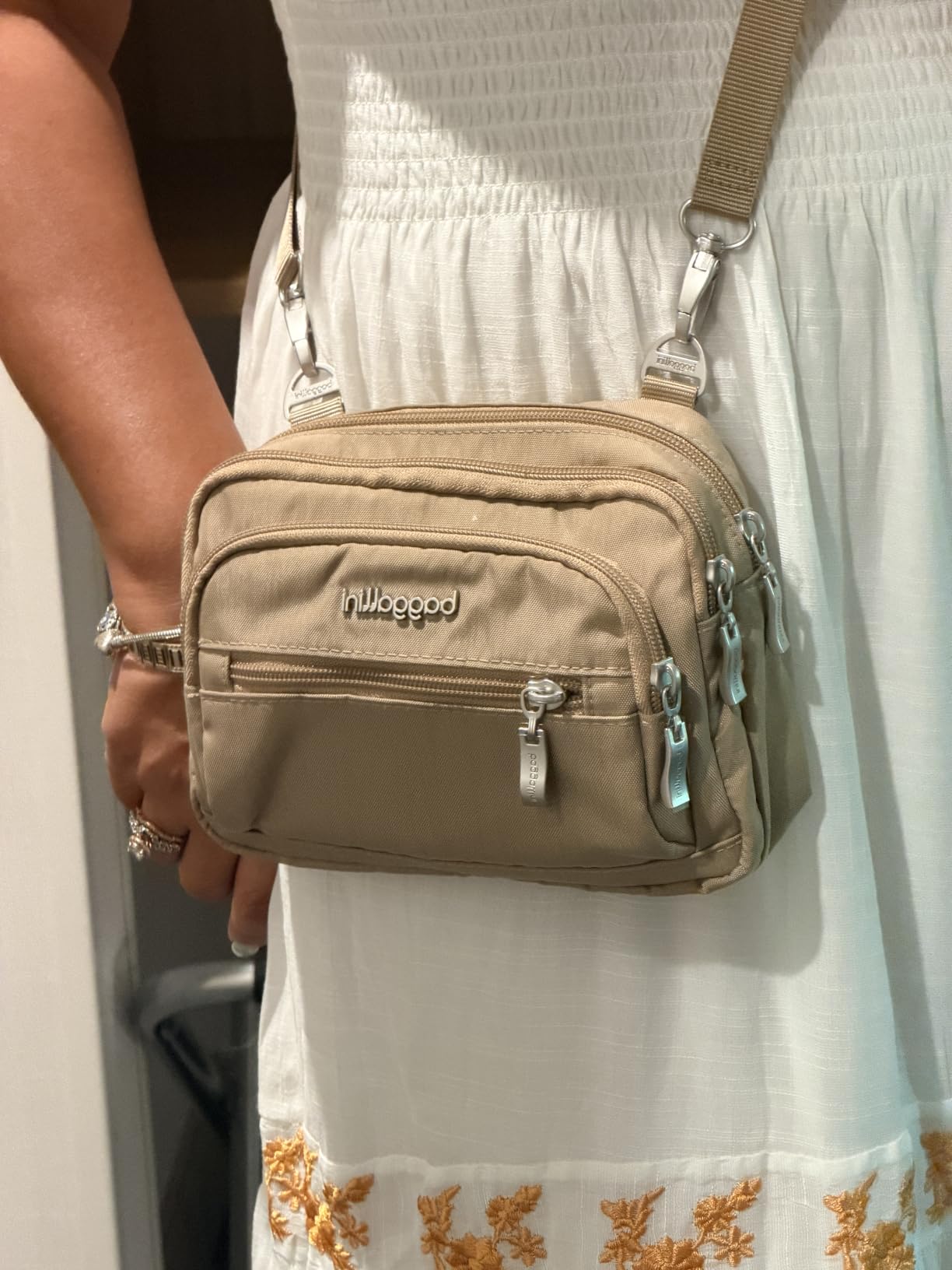 Baggallini Triple Zip Small Crossbody Bag for Women - Lightweight Convertible Fanny Pack Belt Bag customer photo 2