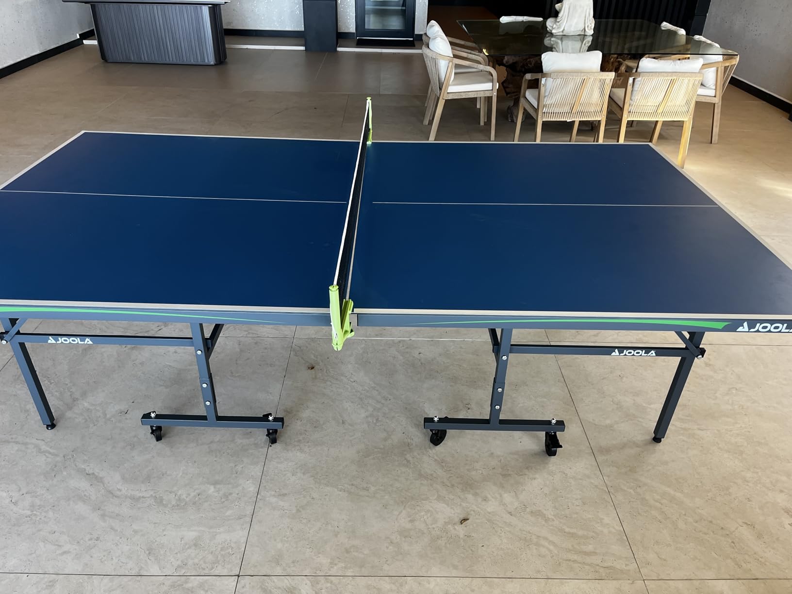 JOOLA Outdoor Table Tennis Table - Multi Use Conference Table Dining Table - Concrete Wood Look Includes Steel Outdoor Ping Pong Net Set & Frame - Hybrid Indoor Outdoor Ping Pong Table customer photo 2