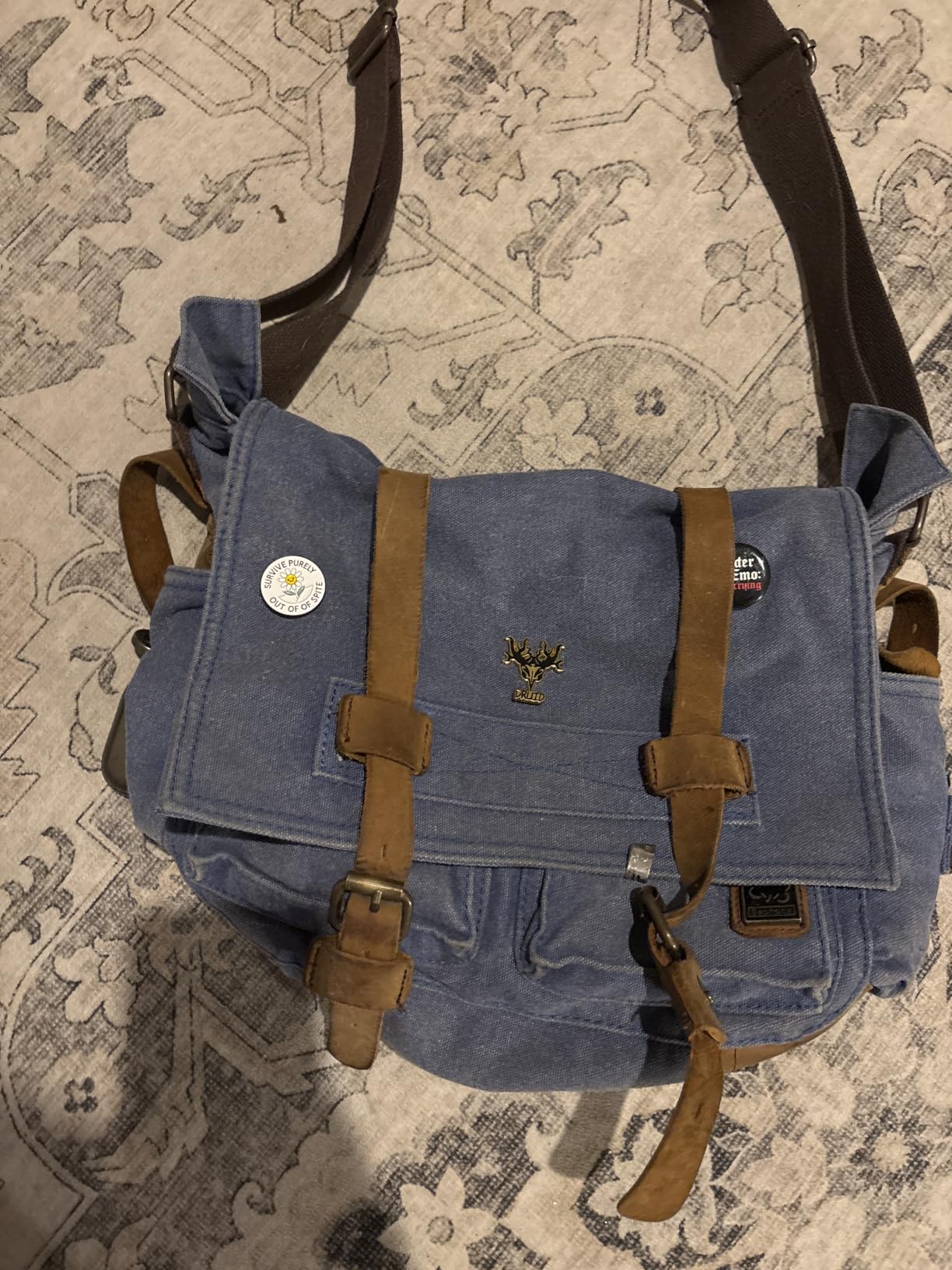 Sechunk Vintage Military Leather Canvas Laptop Bag Messenger Bags Medium customer photo 2