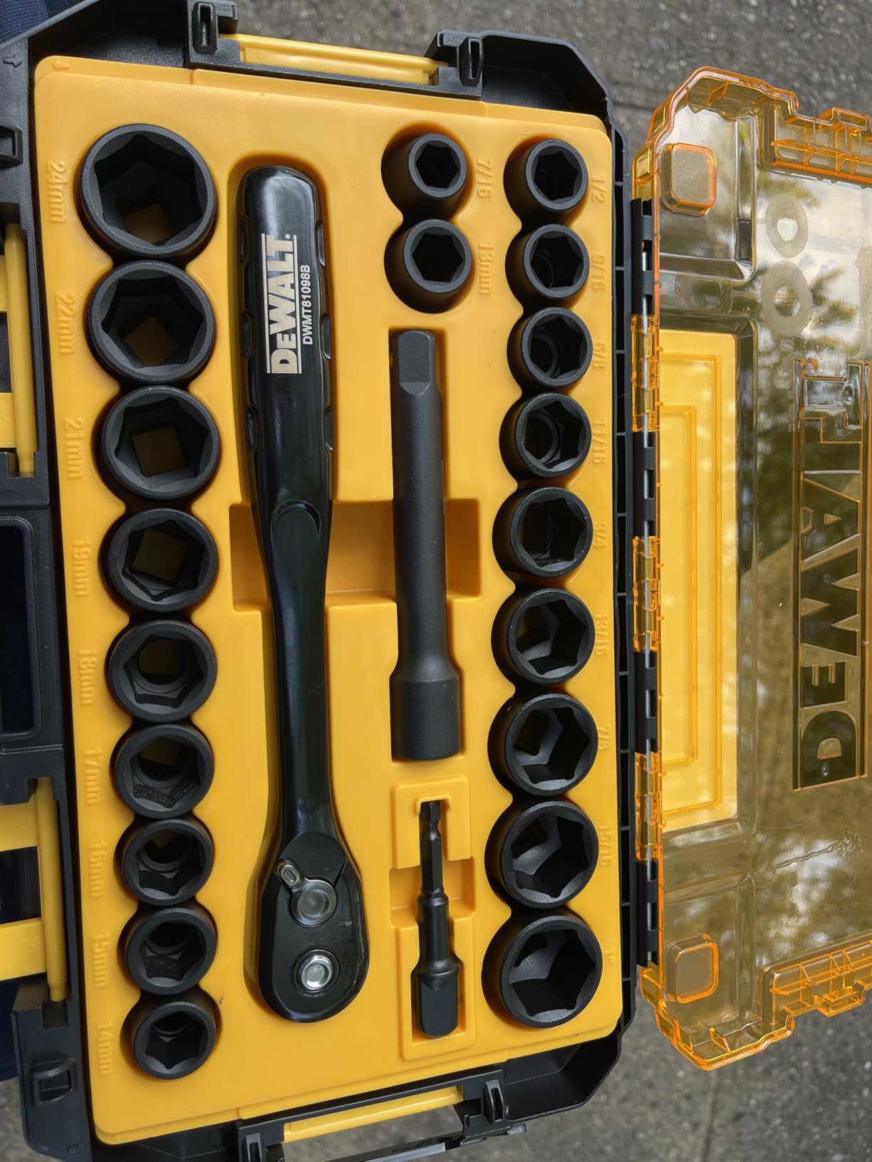 DEWALT Impact Socket Set with Ratchet, Metric/SAE, 1/2