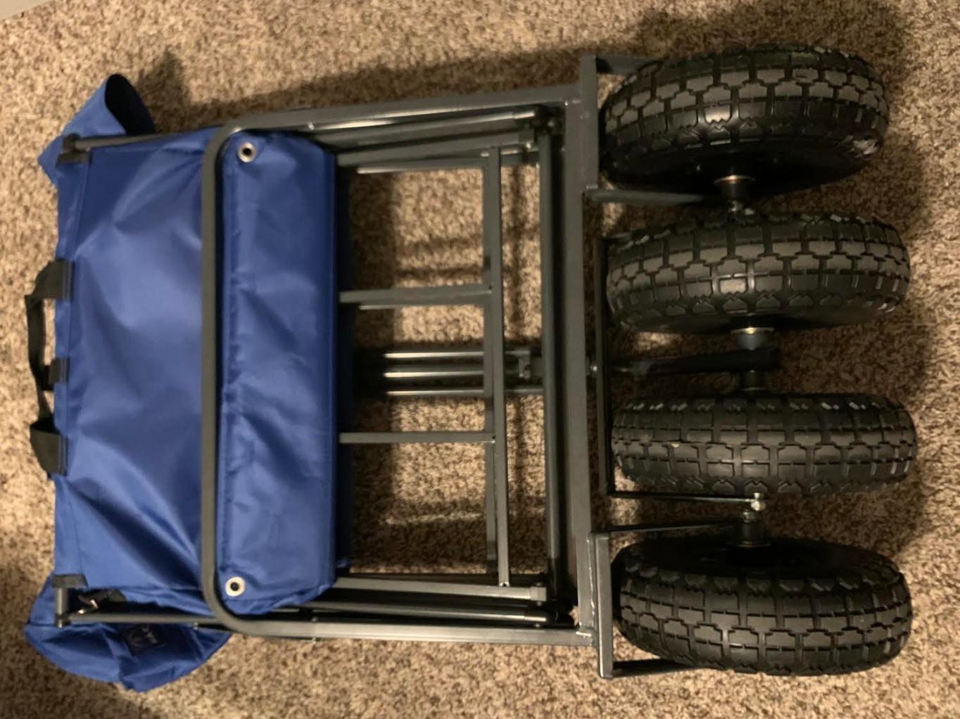 Mac Sports Heavy Duty Collapsible Folding All Terrain Utility Beach Wagon Cart, Blue/Black | Folding Outdoor Beach Garden Cart with All Terrain Wheels customer photo 2