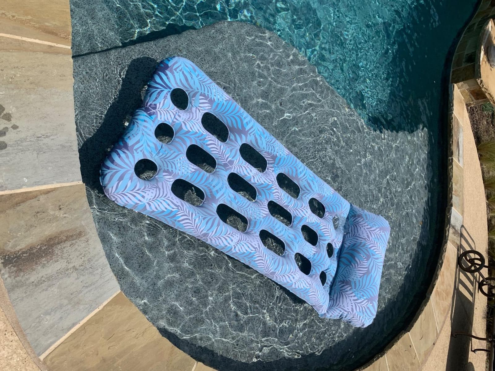 Aqua Comfort Pool Float Lounge – Inflatable Pool Floats for Adults with Headrest and Footrest – Bubble Waves customer photo 2