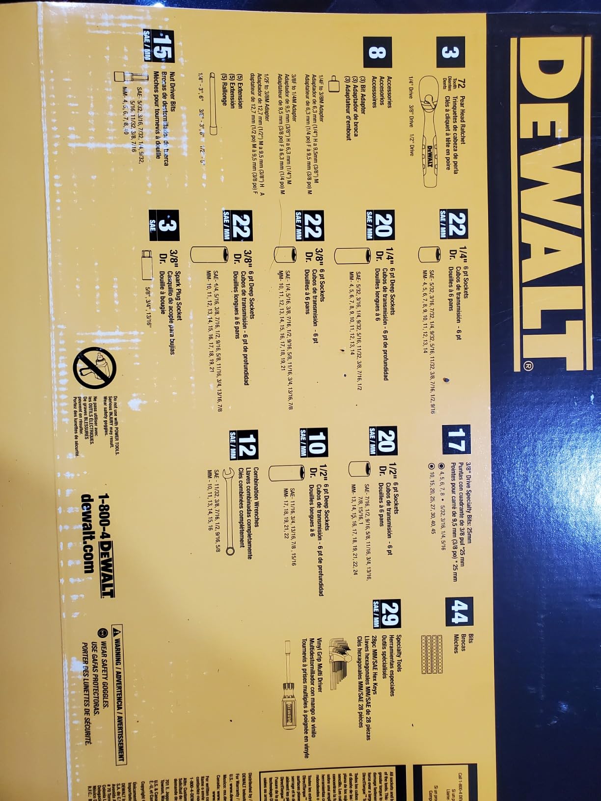 DEWALT Mechanic Tool Set, 247-Piece, 1/4 in., 3/8 in. and 1/2 in. Drive, SAE, Ratchets, Sockets, Hex Keys, Combination Wrenches, Polish Chrome Finish (DWMT81535) customer photo 2