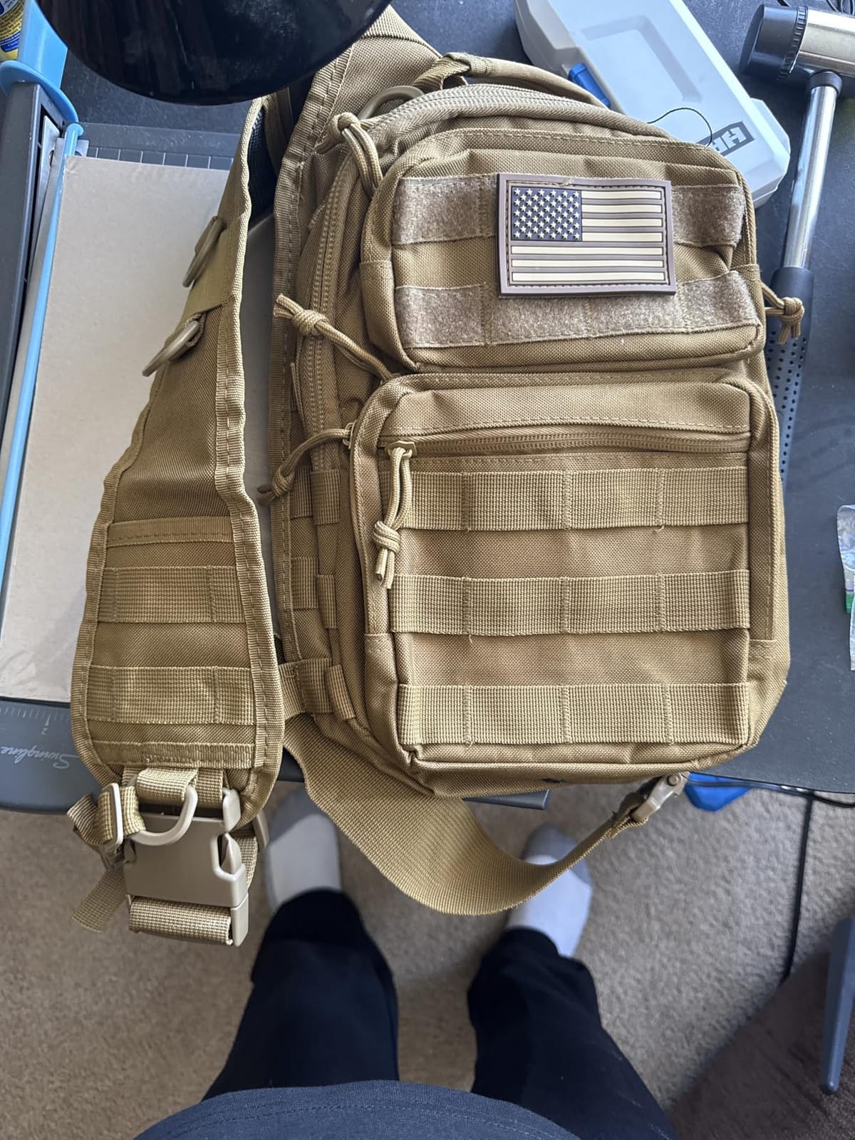 REEBOW GEAR Tactical Sling Bag for Men Military Single Shoulder Backpack Outdoor EDC Range Pack (Black) customer photo 2
