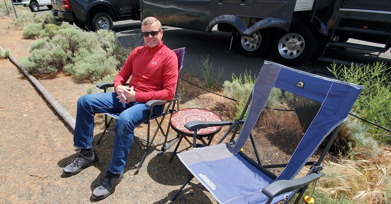 GCI Outdoor Roadtrip Rocker Camping Chair | Portable, Folding Rocking Chair with Solid, Durable Armrests, Drink Holder & Comfortable Extended Backrest — Hunter Green customer photo 1