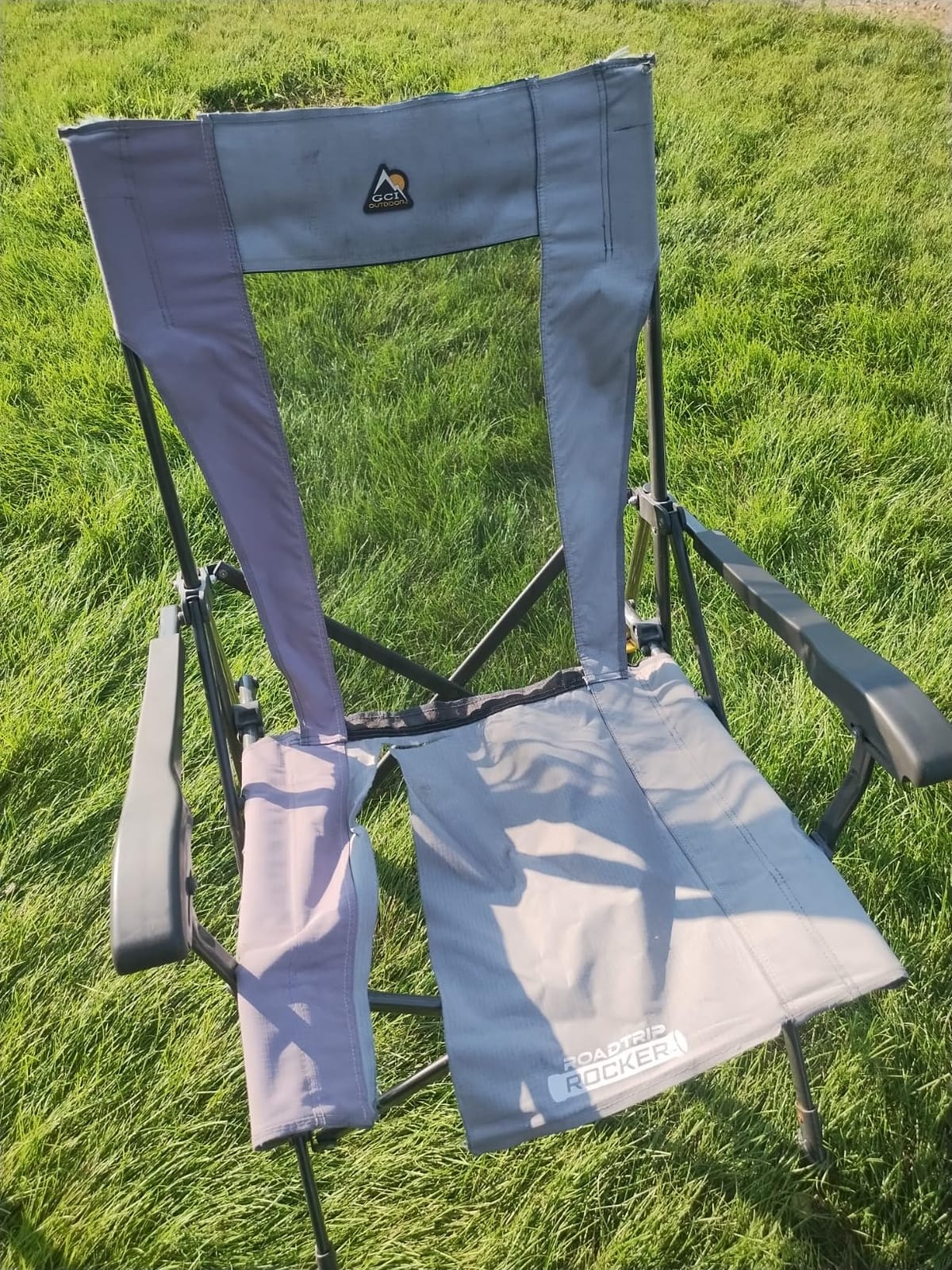 GCI Outdoor Roadtrip Rocker Camping Chair | Portable, Folding Rocking Chair with Solid, Durable Armrests, Drink Holder & Comfortable Extended Backrest — Hunter Green customer photo 2