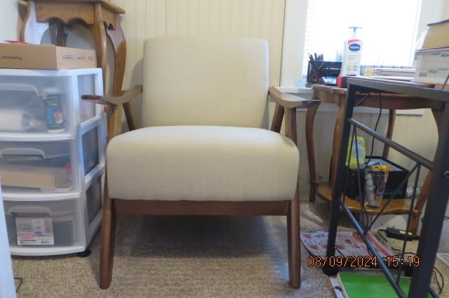 Lexicon Mid Century Modern Accent Chair with Walnut Wood Frame, Orange customer photo 2