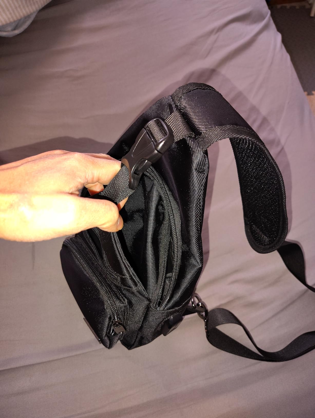 AMJ Crossbody Sling Bag Men Women, Casual Shoulder Backpack, Chest Daypack Satchel for Hiking Travel customer photo 2