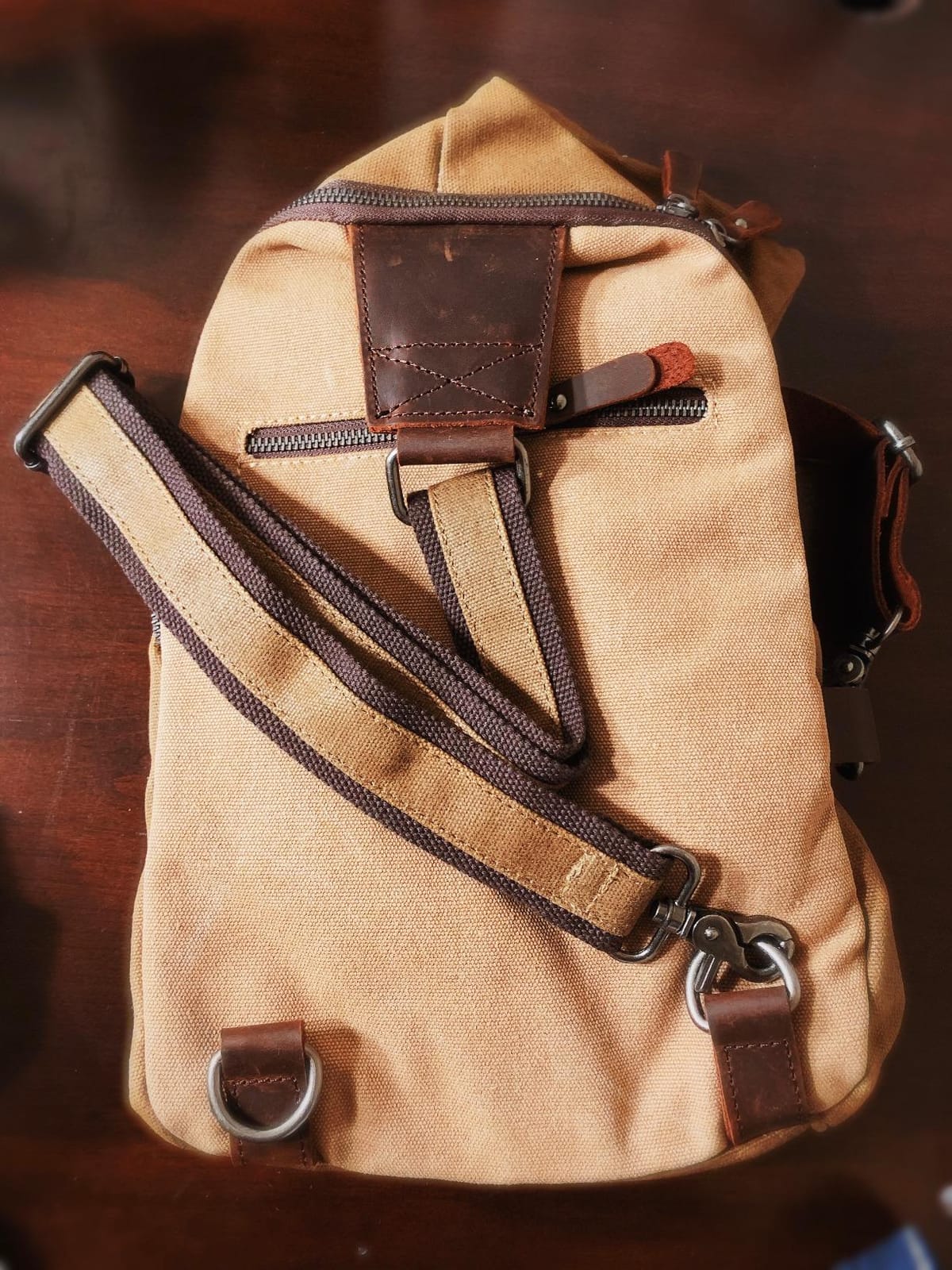 Men's Sling Backpack Waxed Canvas Crossbody Bag Casual Daypacks customer photo 1