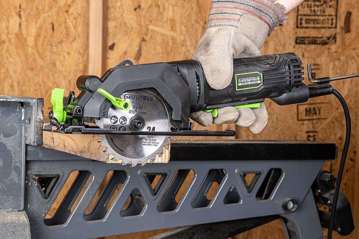 Genesis GCS445SE 4.0A 4-1/2-Inch Compact Circular Saw | 24T Carbide-Tipped Blade | 3,500 RPM | 45° Bevel | Depth Adjustment | Parallel Guide | Vacuum Adapter customer photo 1