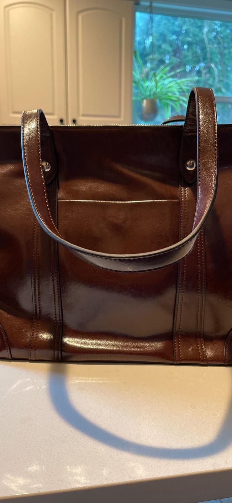S-ZONE Leather Tote Bag for Women Large Work Shoulder Handbag with Zipper customer photo 1