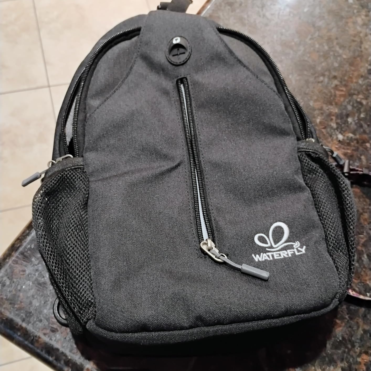 WATERFLY Crossbody Sling Backpack Sling Bag Travel Hiking Chest Bag Daypack (Black) customer photo 2