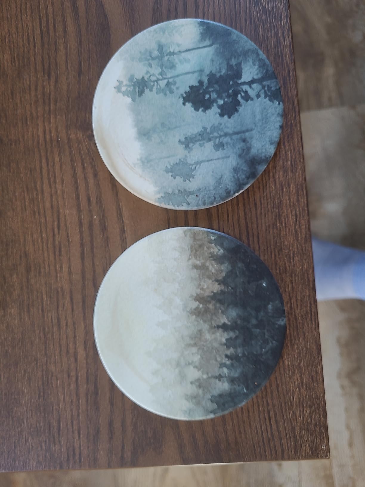 Lahome Forest Pattern Coasters - Round Drinks Absorbent Stone Coaster Set with Ceramic Stone and Cork Base for Kinds of Mugs and Cups (Forest, 4) customer photo 2