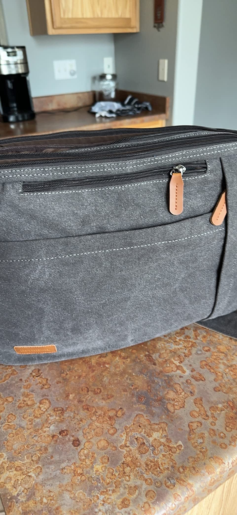 ESTARER Laptop Computer Bag for Men 3 In 1, 17-17.3 Inch Laptop Messenger Bag for Business/Work/Travel, Convertible Backpack Briefcase Water resistant Canvas Laptop Backpack (Grey) customer photo 2
