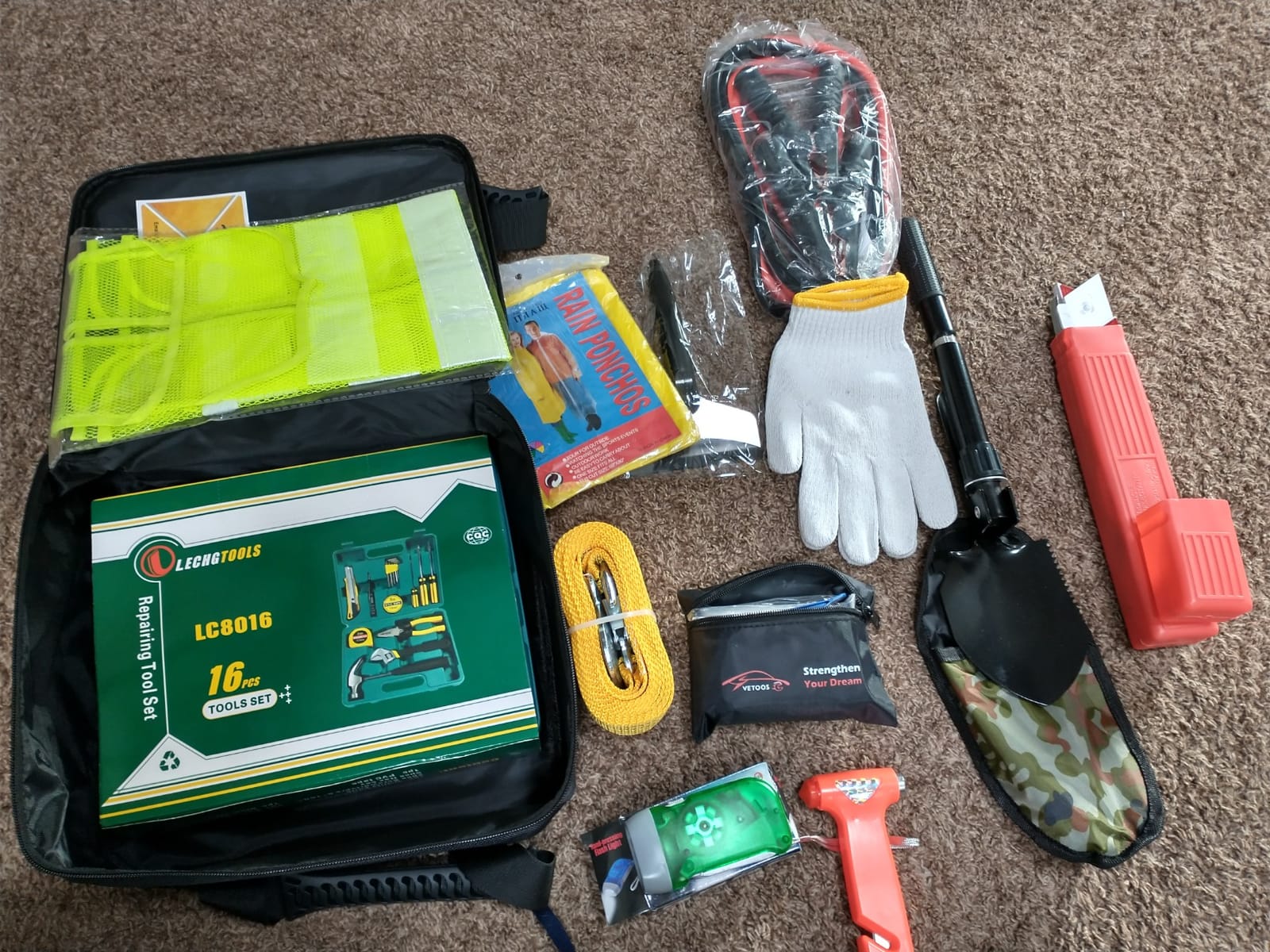 Car Roadside Emergency Kit, Auto Vehicle Safety Kits, with Jumper Cables customer photo 2