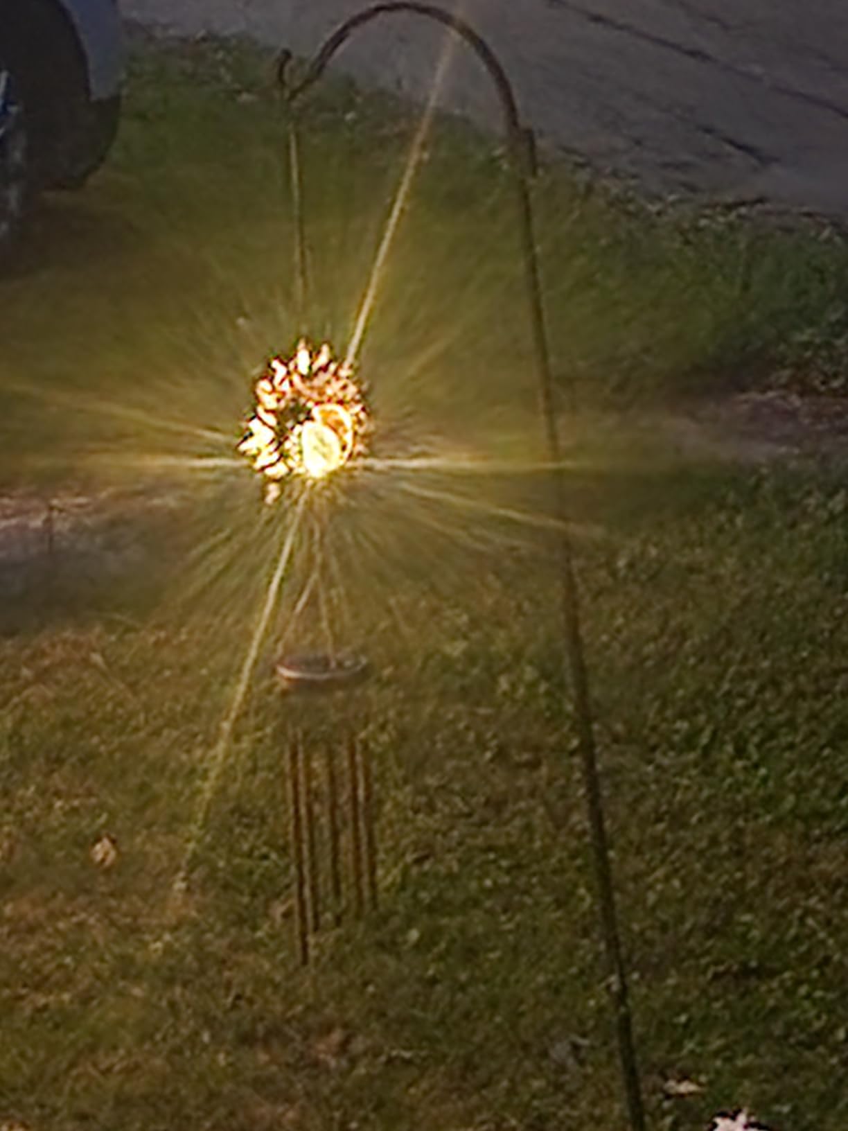 DesGully Solar Wind Chimes, Sun Wind Chime Outdoor Clearance w/Glowing Crackle Glass LED Unique Wind Bells for Outside Waterproof Chimes, Gifts for Her/Him (42