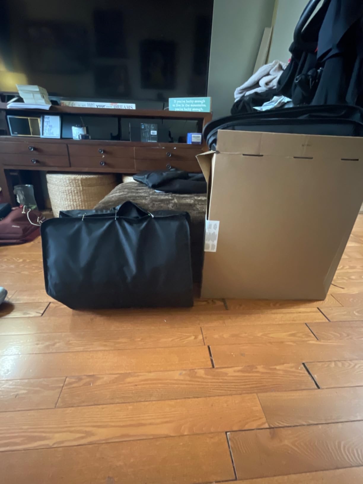 Amazon Basics Carry-On Garment Bag for Travel and Business Trips with Detachable Shoulder Strap, Hanging Suit Luggage, Wrinkle Free Cover for Suits Dresses Coats, Foldable with Shoe Compartment, Gray customer photo 2