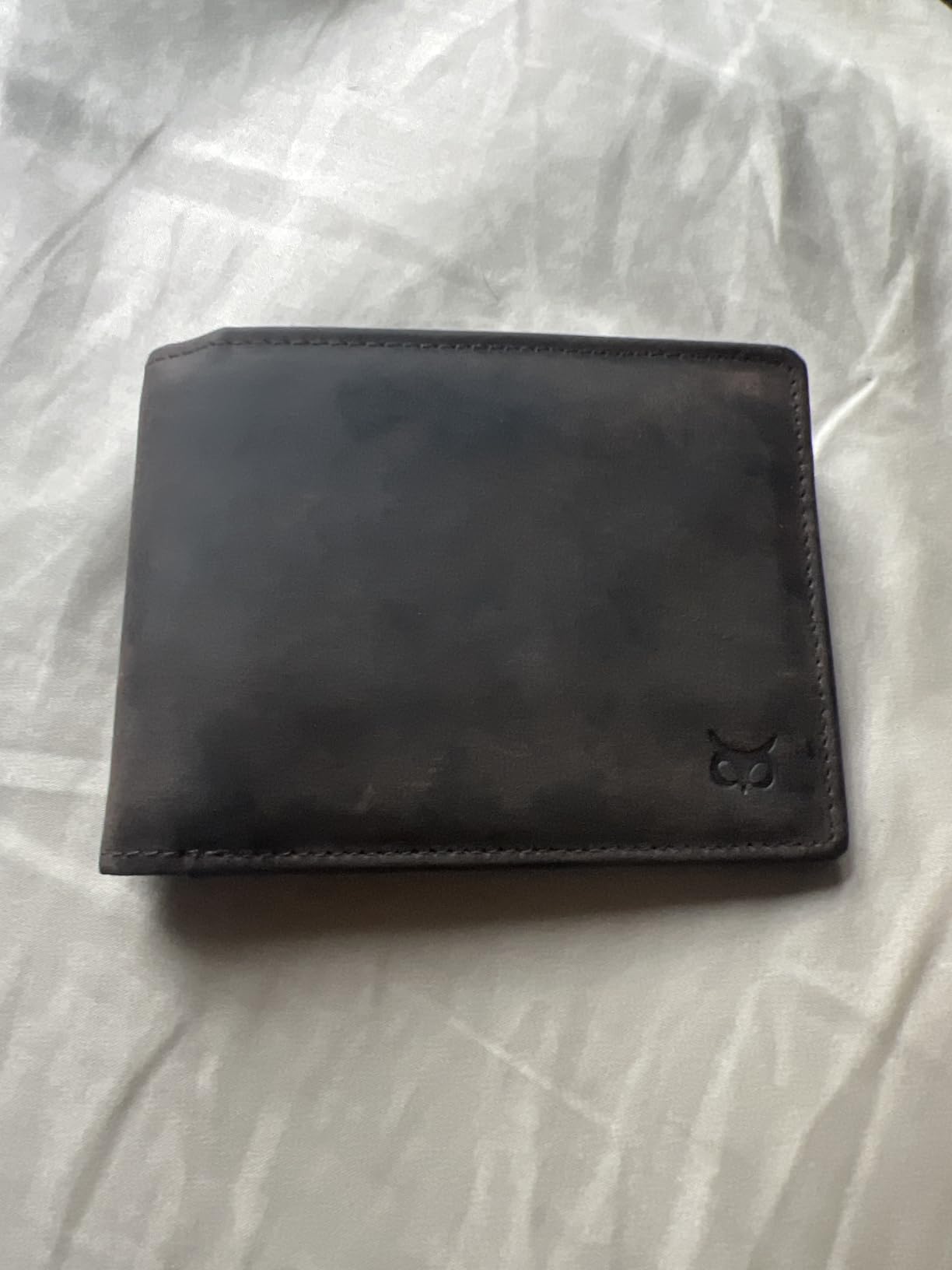 Real Leather Mens Bifold Wallet RFID Blocking Slim Minimalist Front Pocket - Thin & Stylish with ID Window in Gift Box (Crazy Horse, Coffee) customer photo 2