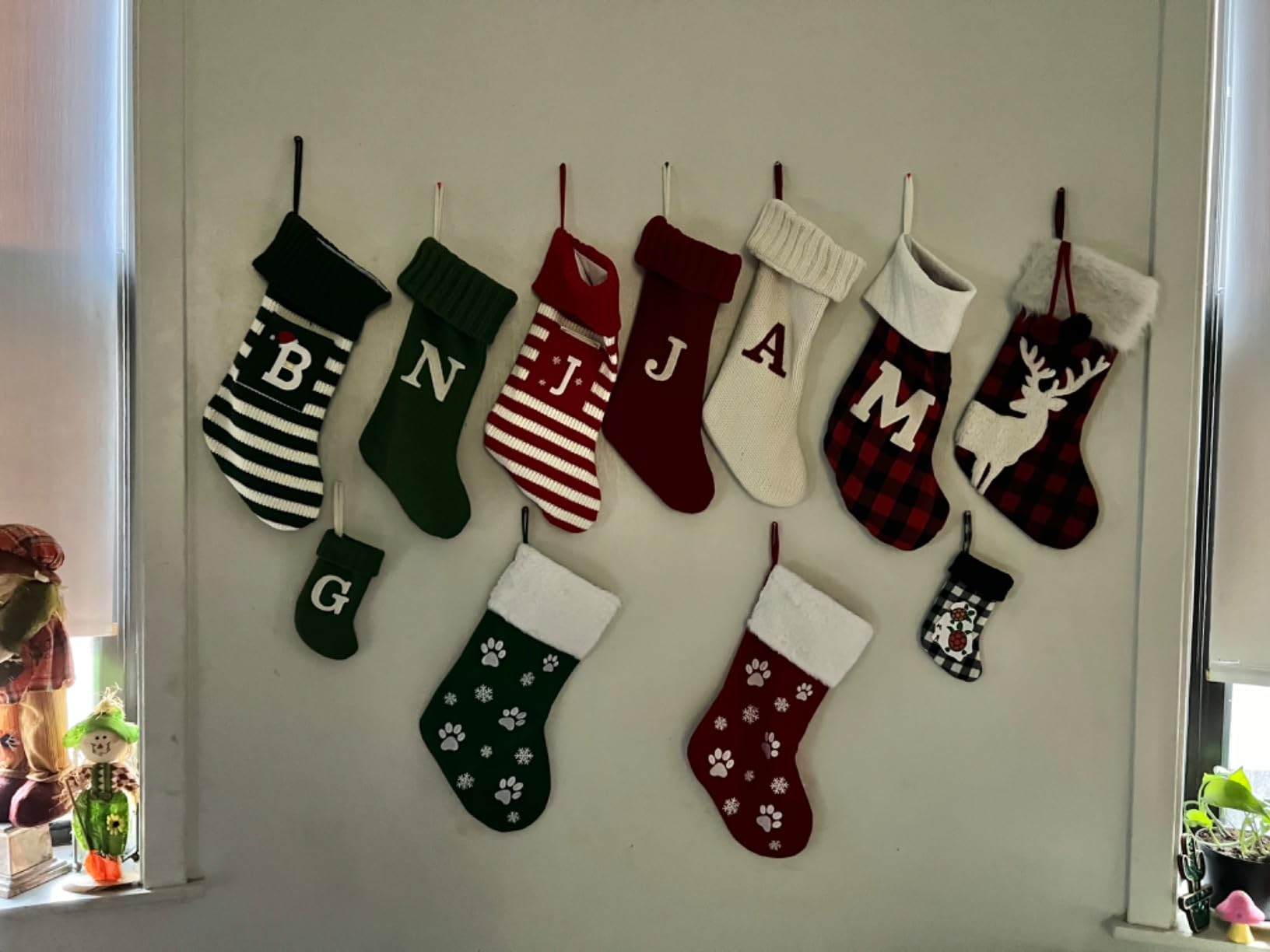 Christmas Stockings, 18 inches Christmas Stockings, Burlap with Large Plush Cuff Stockings, for Family Holiday Xmas Party Decorations (Red-Gold Glitter Deer) customer photo 2