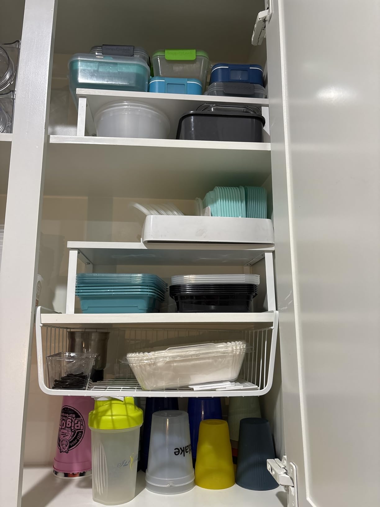 Tebery 4 Pack White Under Shelf Wire Basket Hanging Storage Baskets, Under Cabinet Add-on Storage Racks Slide-in Baskets Organizer for Kitchen Pantry Desk Bookshelf customer photo 1