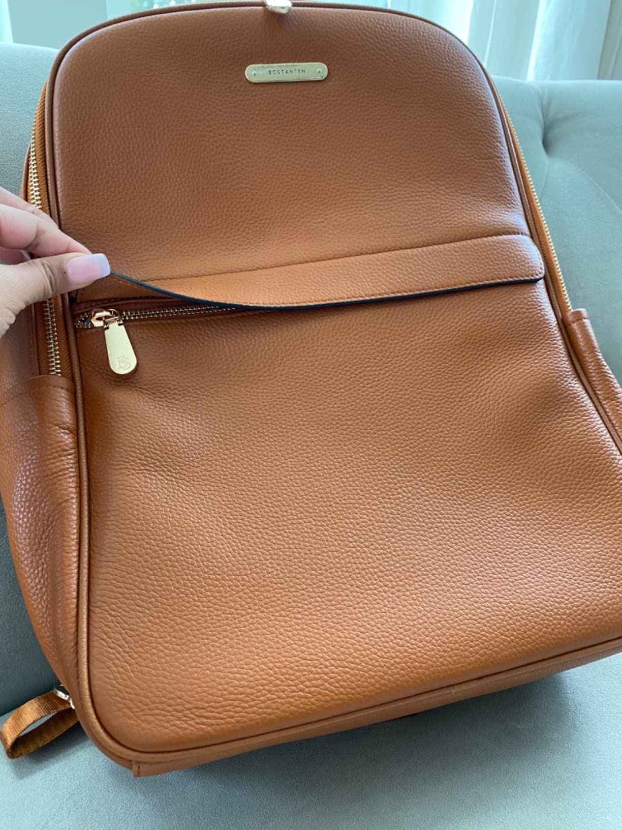 BOSTANTEN Genuine Leather Backpack for Women 15.6