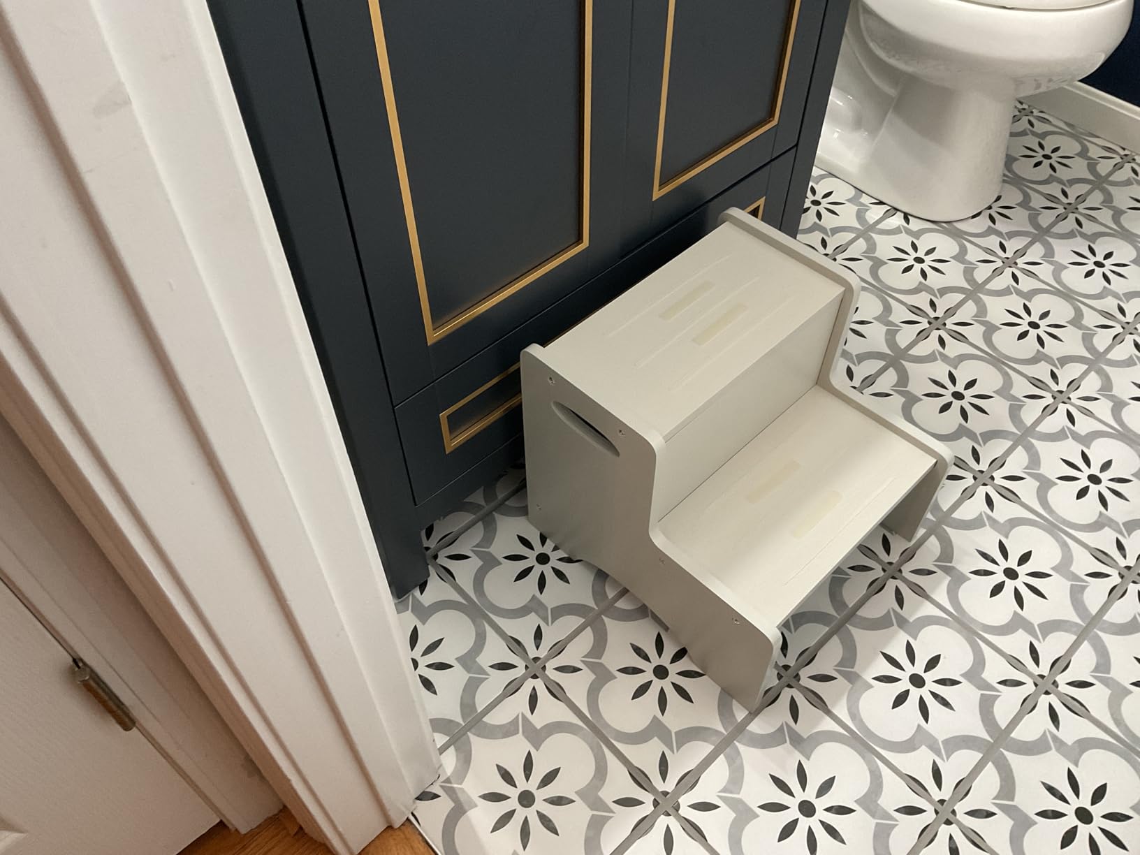 Toddler Step Stool for Bathroom & Kitchen - Wooden 2-Step Kids Stool with Handles & Non-Slip Pads, Sturdy Birch Wood, 200 lb Capacity for Potty Training, Sink & Counter Access customer photo 1