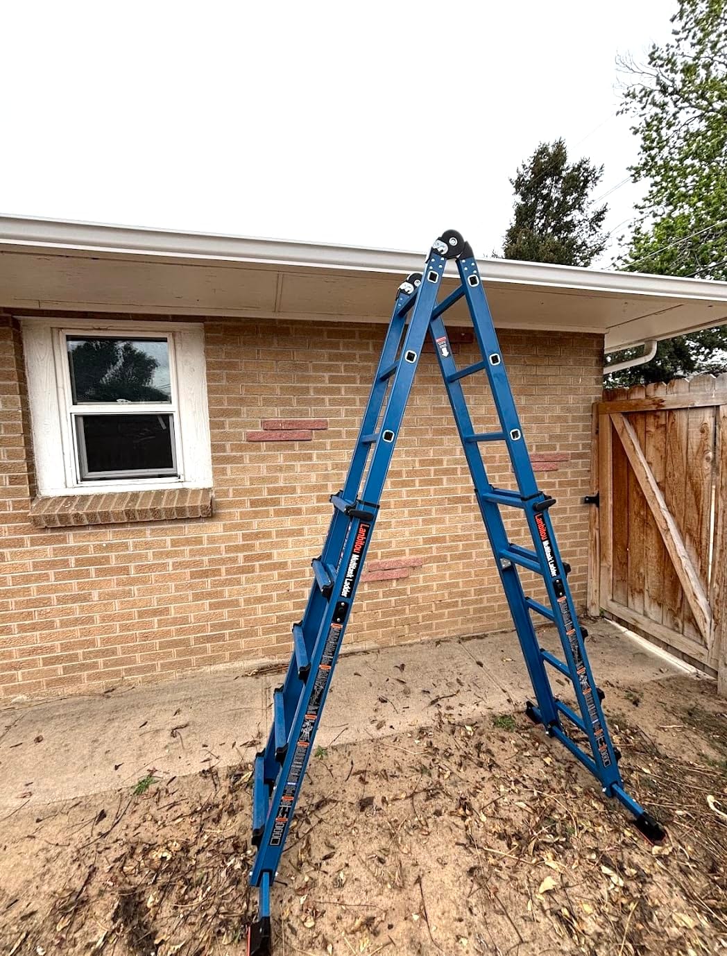 LANBITOU Ladder A Frame Extension 14Ft Multi Position for Home 330lbs | 2mm Thickness Aluminum,Telescoping,Anti-Slip Feet,ANSI Approved,Storage Folding,Security Load for Stairs Indoor Outdoor Roof customer photo 1