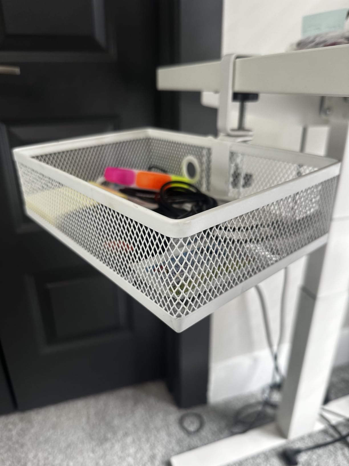 ROSYLINE Under Desk Storage Basket Hanging Drawer Tray, Clamp On Organizer | Steel Construction, Clip-On No Drill Installation, Fits A4 Paper, for Office & Household Supplies customer photo 2